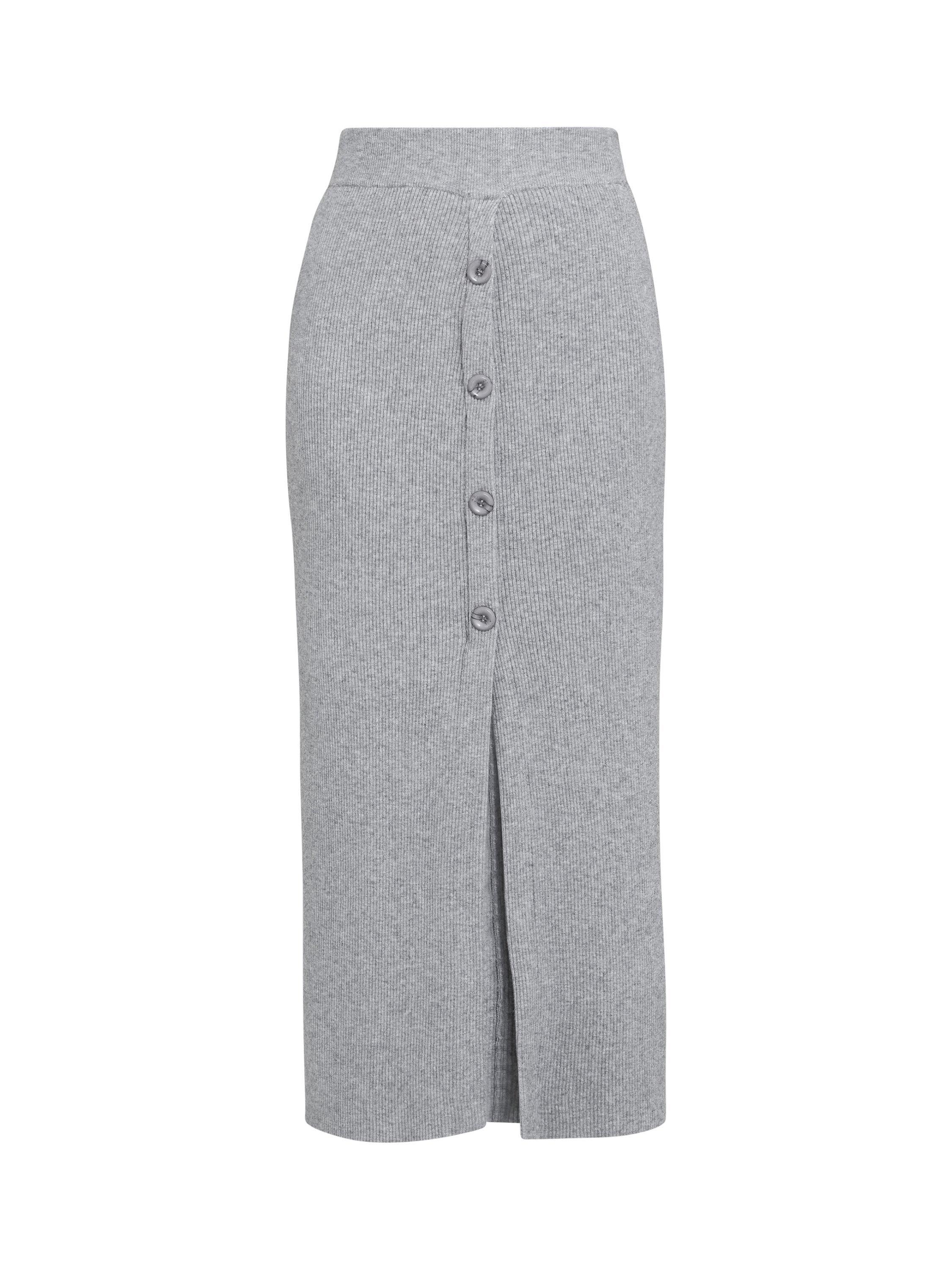 Product image 4 of 5, which shows Gina Bacconi Arlette Button Front Knitted Skirt, Grey, L