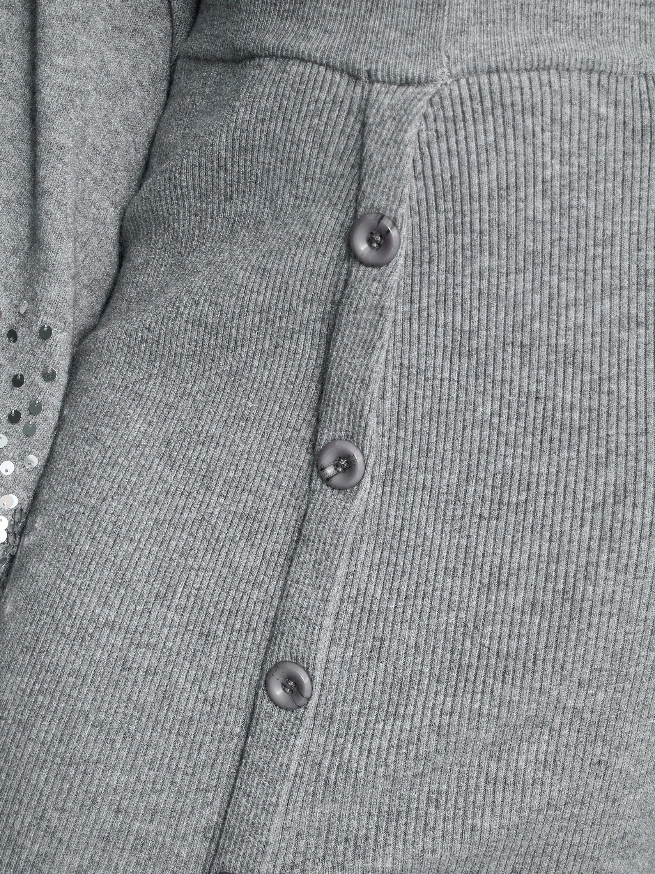 Product image 5 of 5, which shows Gina Bacconi Arlette Button Front Knitted Skirt, Grey, L