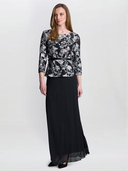 Gina Bacconi Floral Embroidered Blouse, Black/Pink, Black / Pink