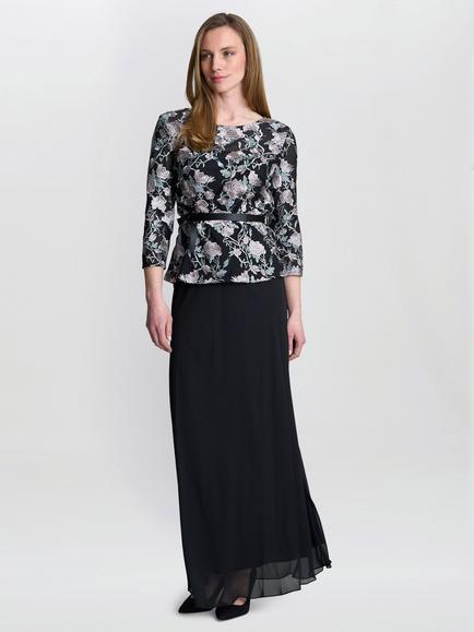 Gina Bacconi Floral Embroidered Blouse, Black/Pink, Black / Pink