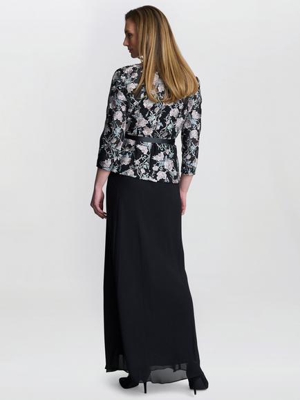 Gina Bacconi Floral Embroidered Blouse, Black/Pink - view 2, Black / Pink