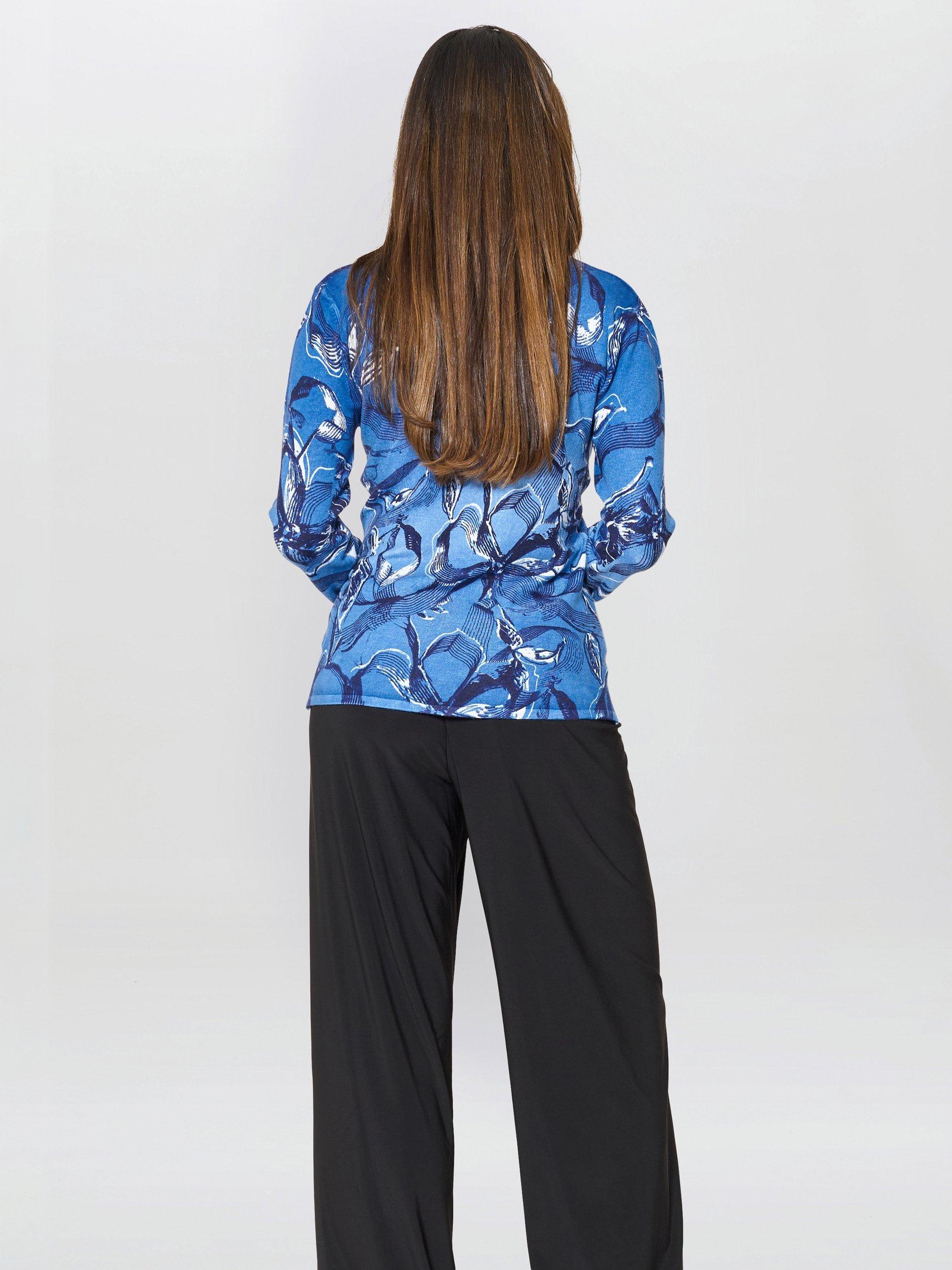 Product image 2 of 5, which shows Gina Bacconi Riya Printed Jumper, Blue, S