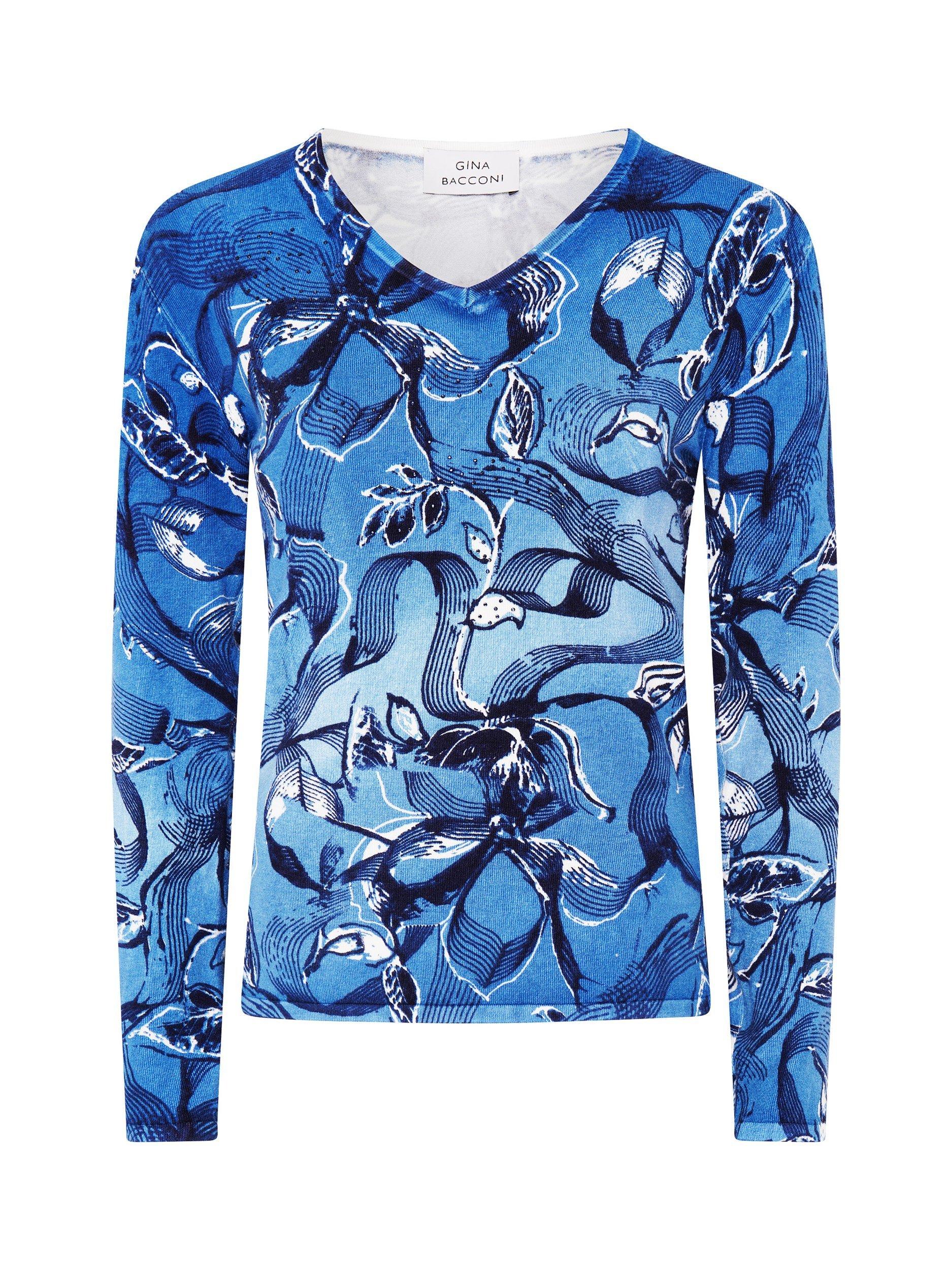 Product image 4 of 5, which shows Gina Bacconi Riya Printed Jumper, Blue, S