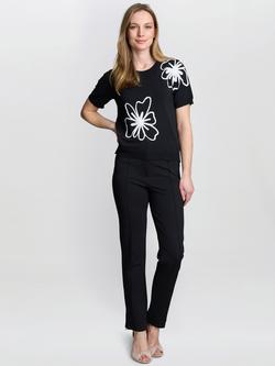 Gina Bacconi Vicki Flower Short Sleeve Jumper, Black