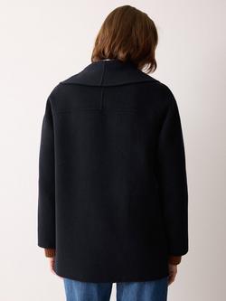 Jigsaw Short Double Faced Shawl Coat - view 2, Navy