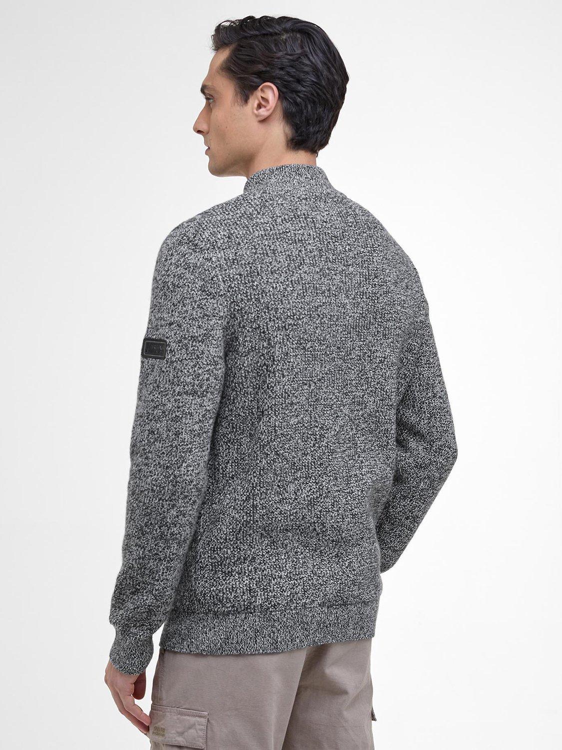 Product image 2 of 6, which shows Barbour Barbour International Declan Wool Blend Funnel Neck Half Zip Jumper, Black, L