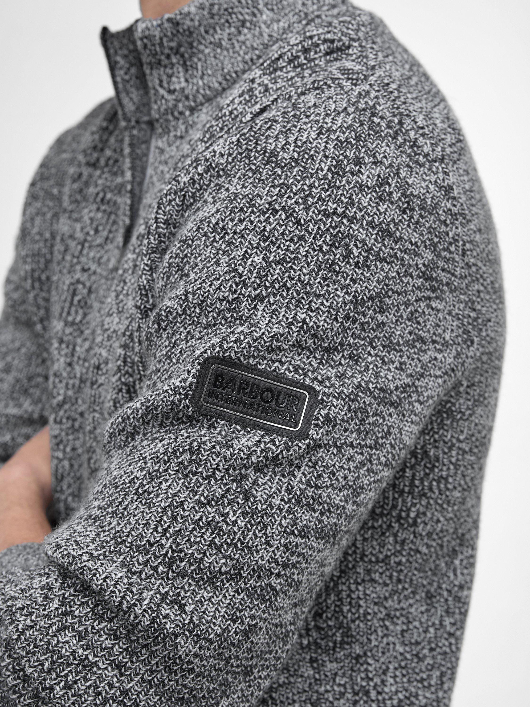 Product image 4 of 6, which shows Barbour Barbour International Declan Wool Blend Funnel Neck Half Zip Jumper, Black, L