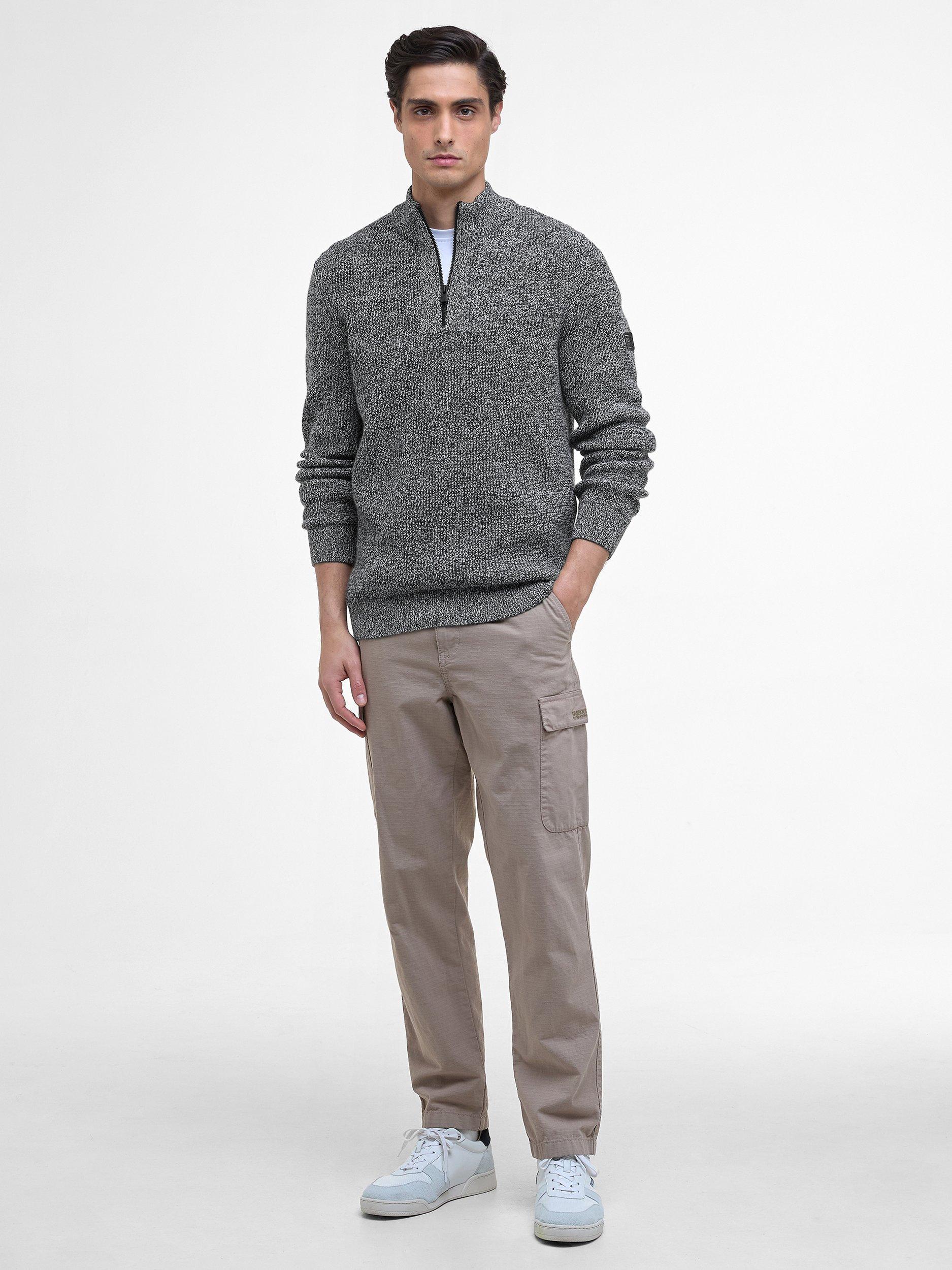 Product image 5 of 6, which shows Barbour Barbour International Declan Wool Blend Funnel Neck Half Zip Jumper, Black, L