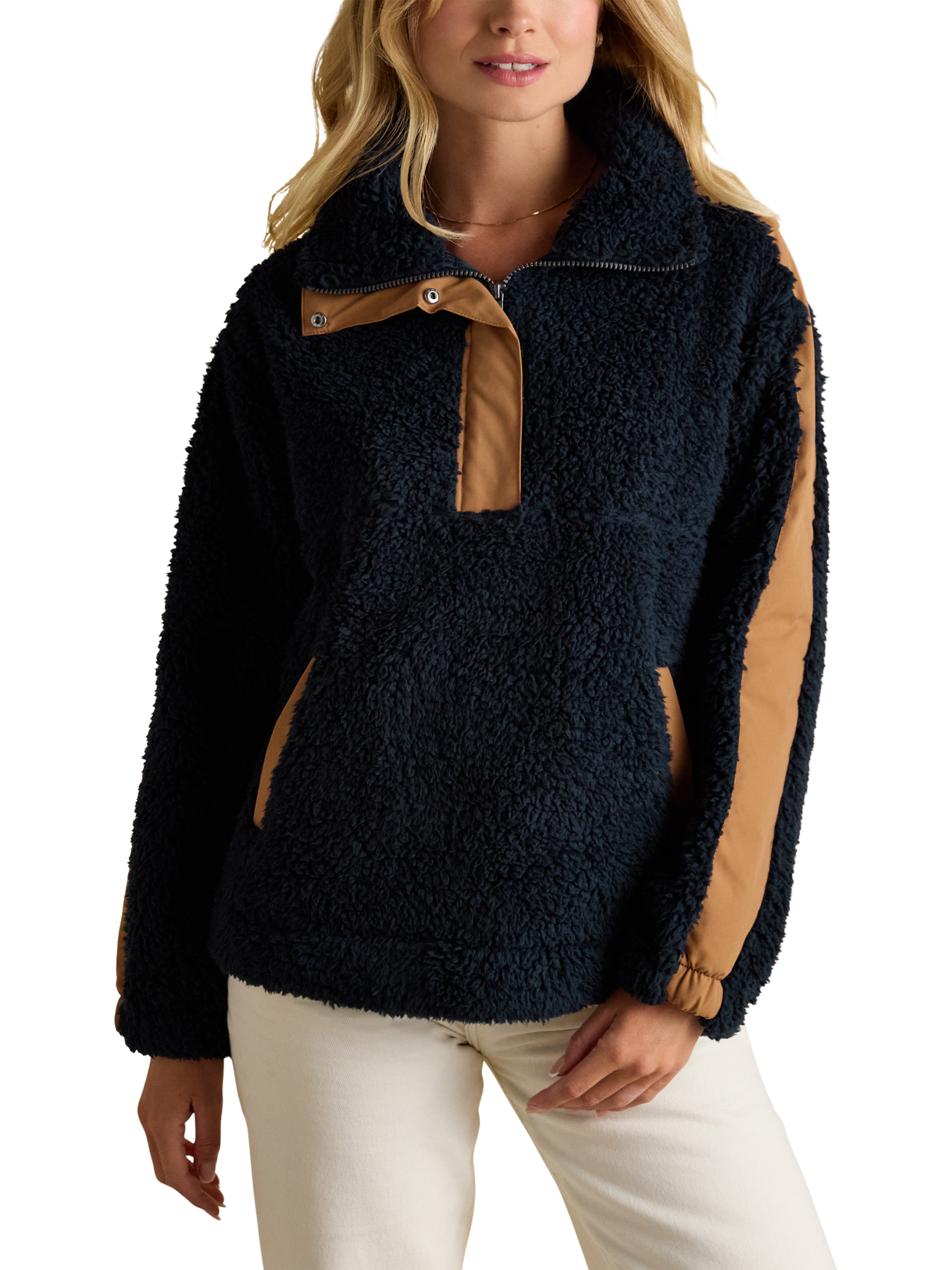 Product image 1 of 7, which shows Joules Quarter Zip Fleece Jumper, Navy, 16