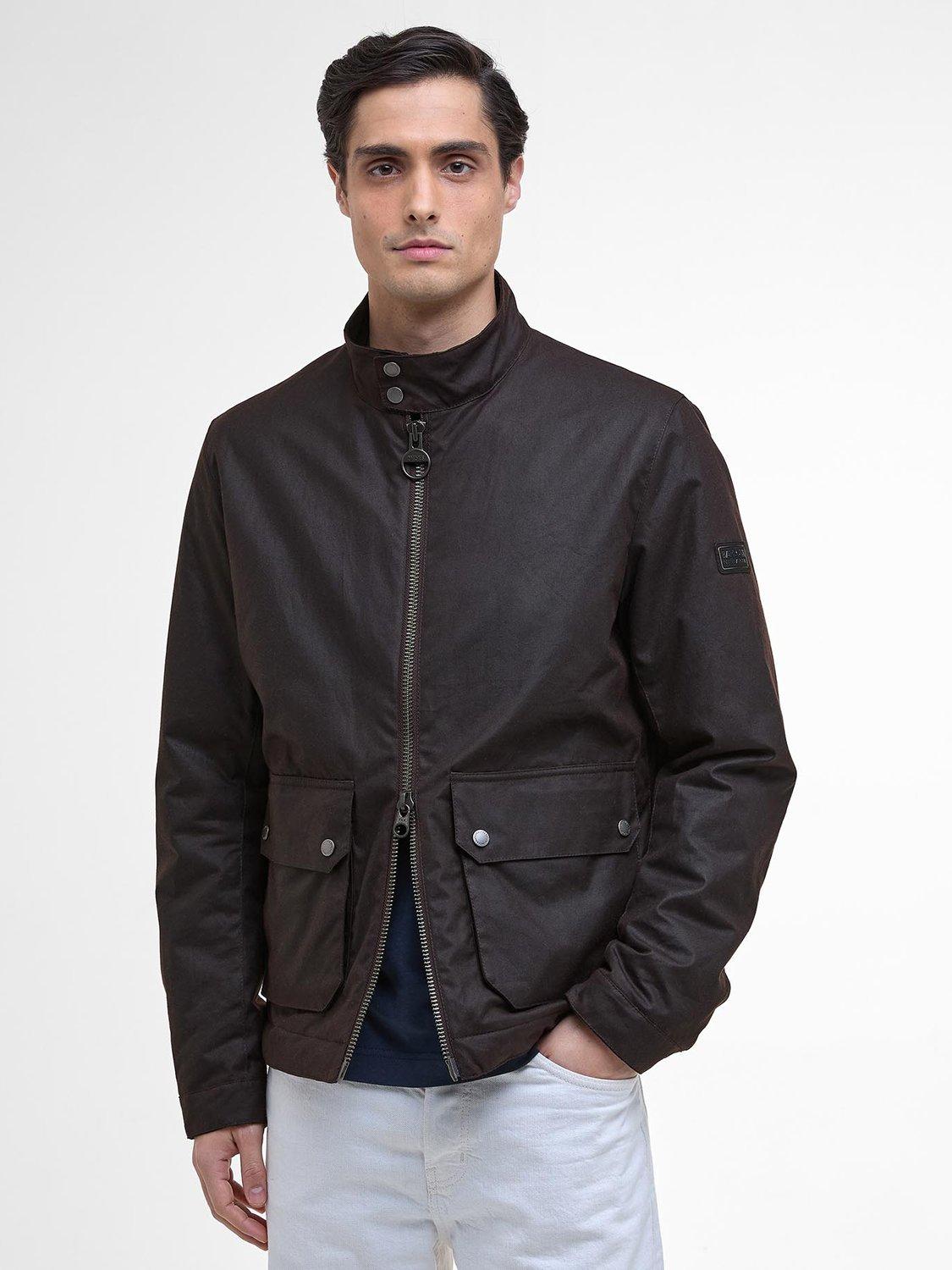 Product image 1 of 8, which shows Barbour International Lutlaw Waxed Jacket, Rustic, L