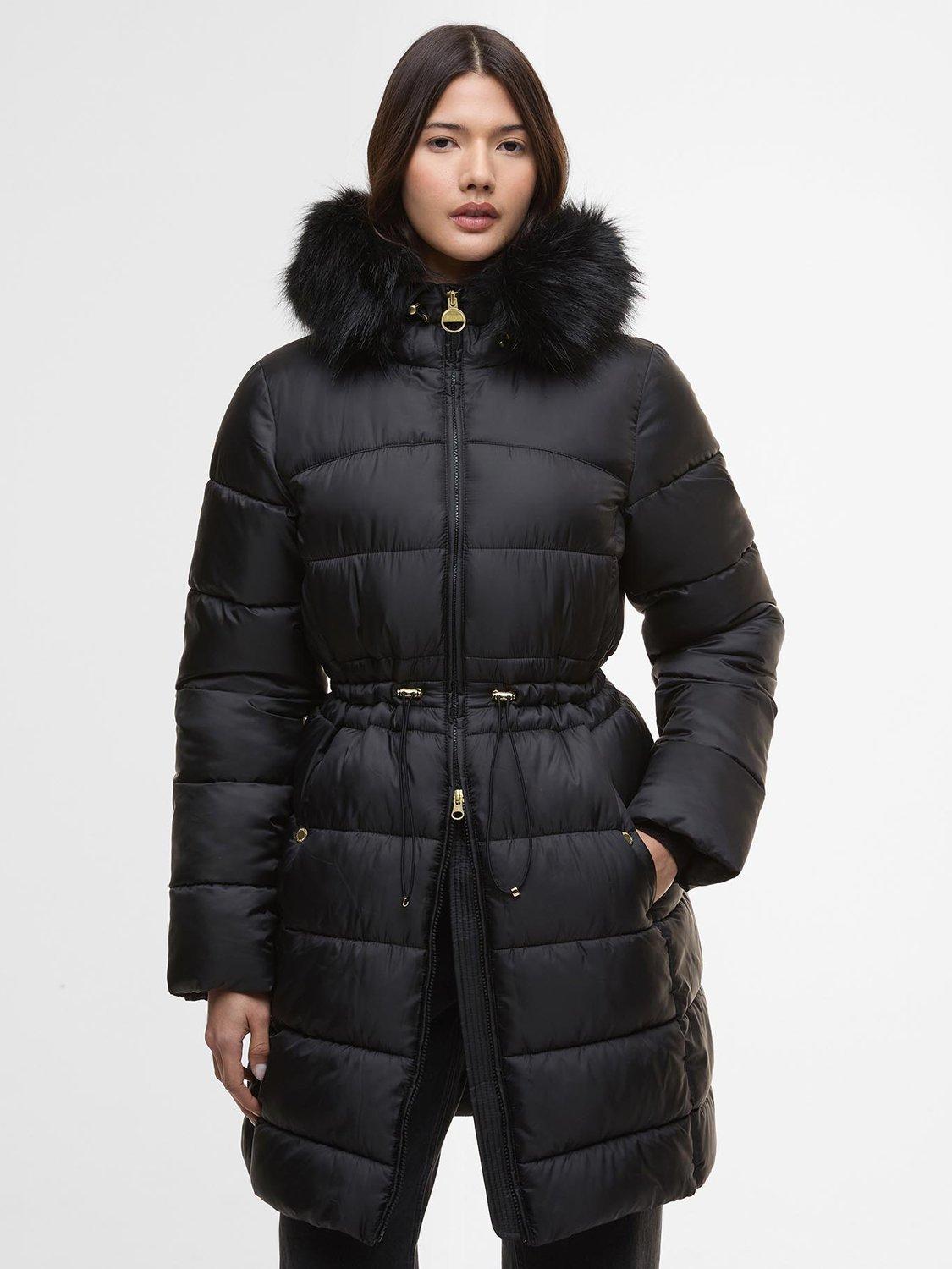 Product image 1 of 8, which shows Barbour International Anastasia Quilted Puffer Jacket, Black, 10