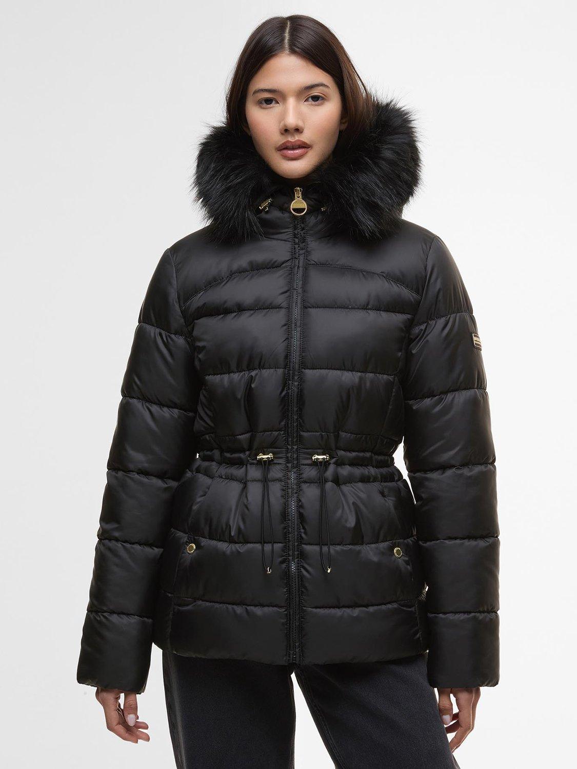 Product image 1 of 9, which shows Barbour International Cher Quilted Puffer Jacket, Black, 8