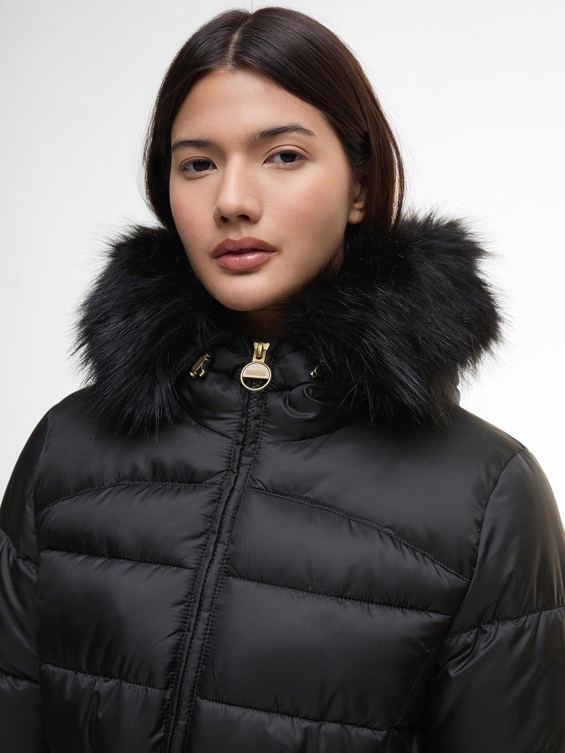 Product image 4 of 9, which shows Barbour International Cher Quilted Puffer Jacket, Black, 8