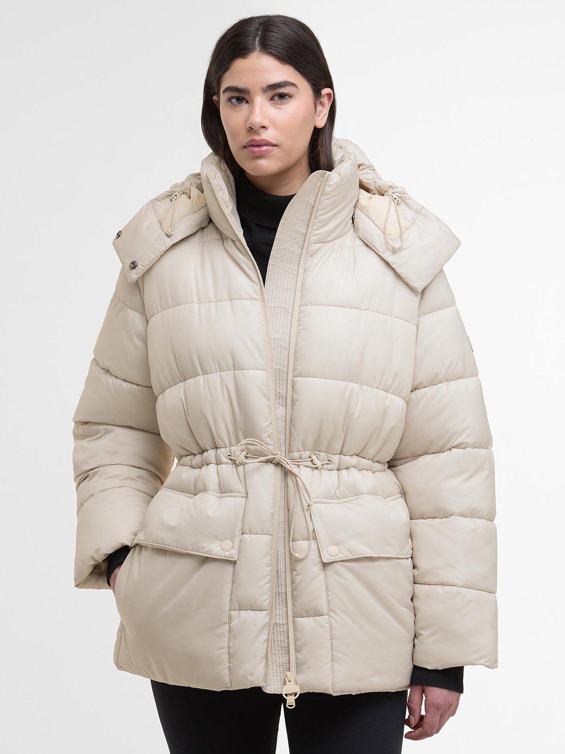 Product image 1 of 8, which shows Barbour International Lisbon Puffer Jacket, Cream, 8