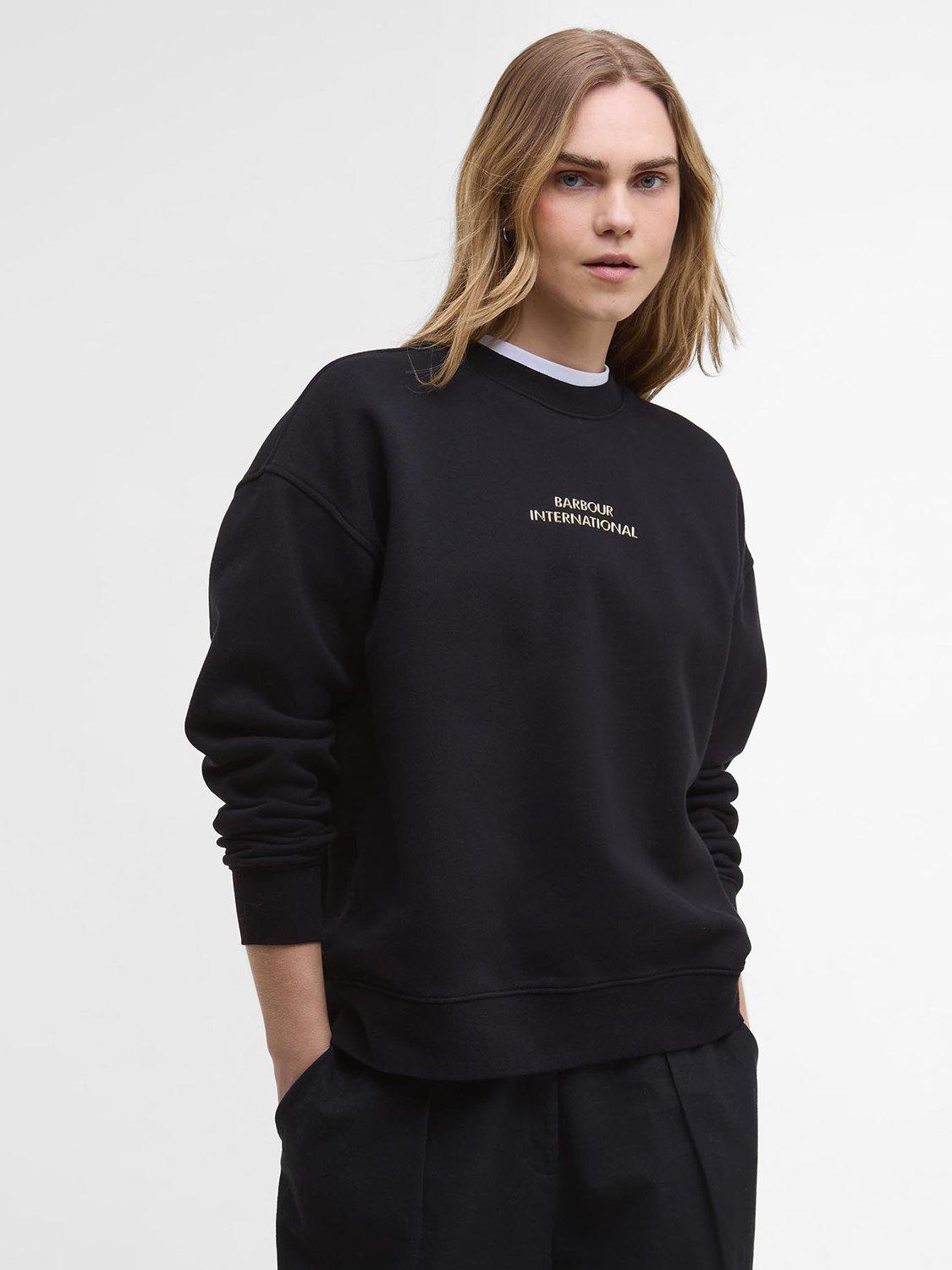 Product image 1 of 6, which shows Barbour International Kaia Logo Sweatshirt, Black, 8