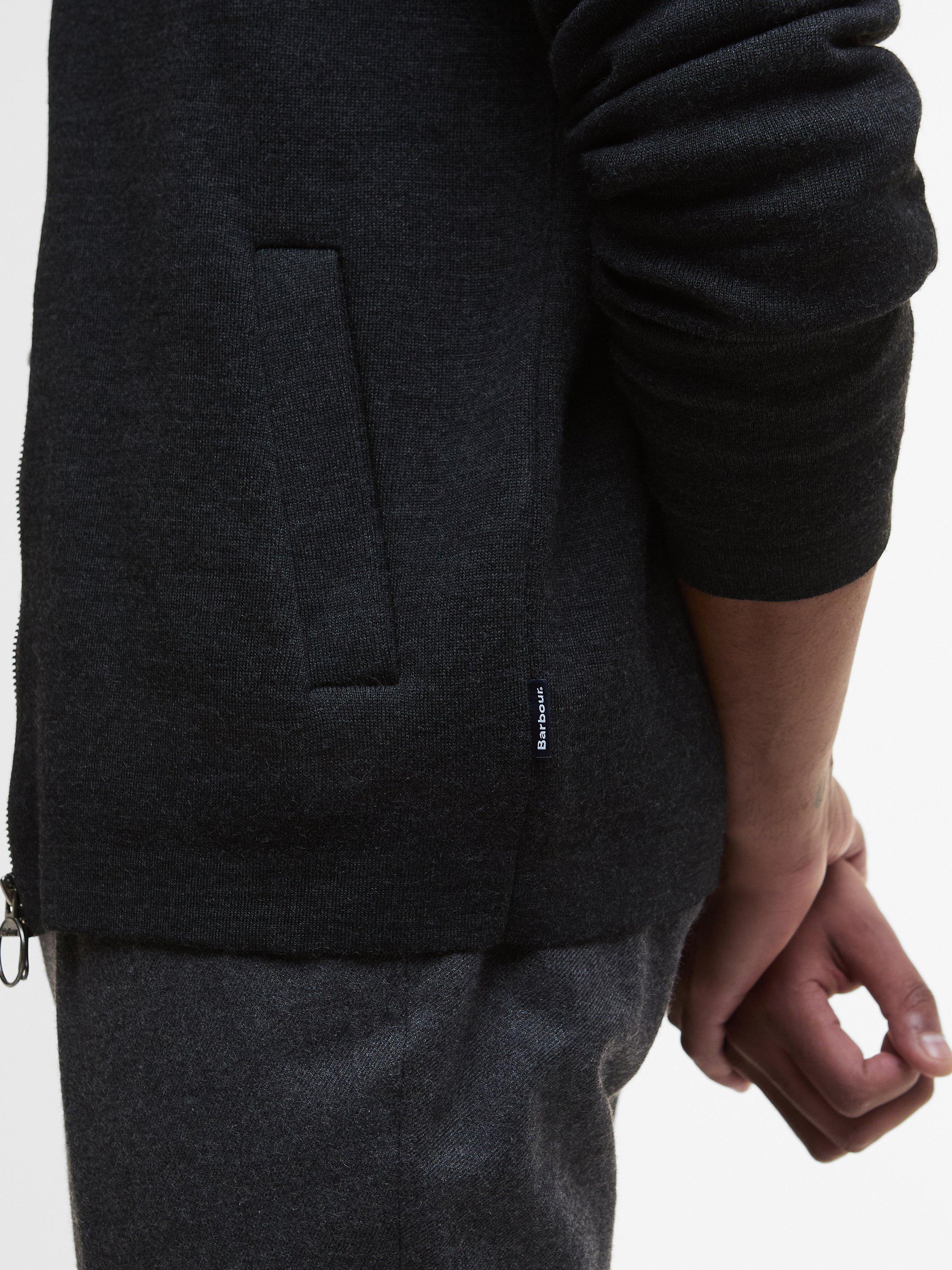 Product image 3 of 6, which shows Barbour Croscombe Zip-Up Cardigan, Charcoal Marl, XXL