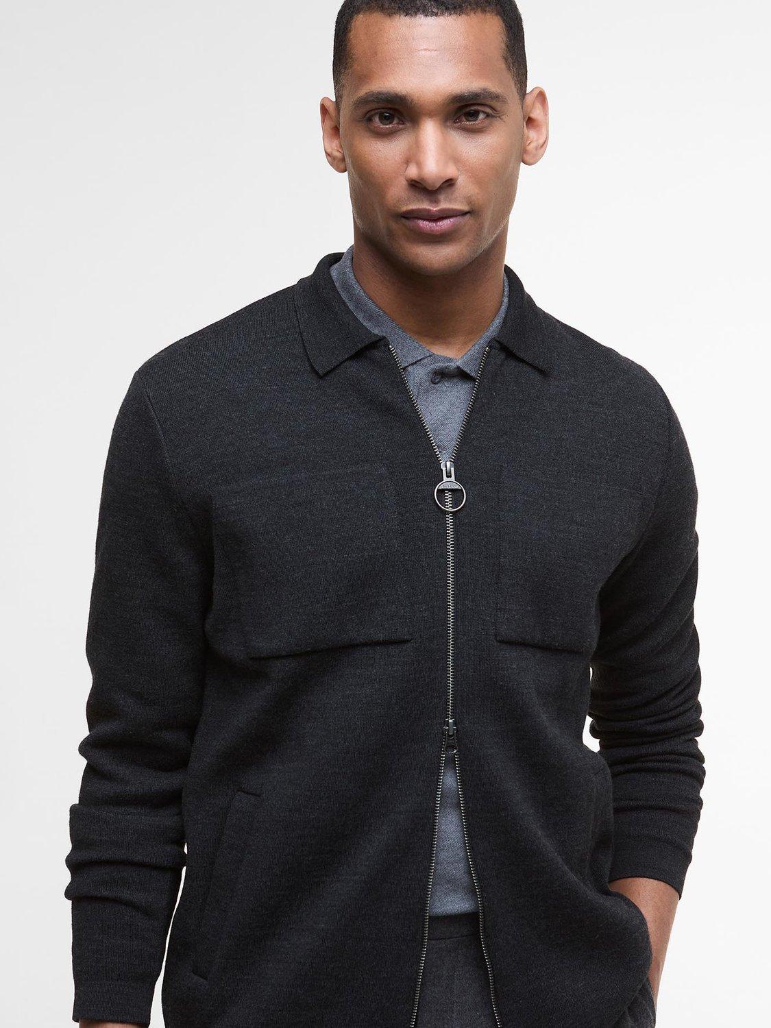 Product image 4 of 6, which shows Barbour Croscombe Zip-Up Cardigan, Charcoal Marl, XXL