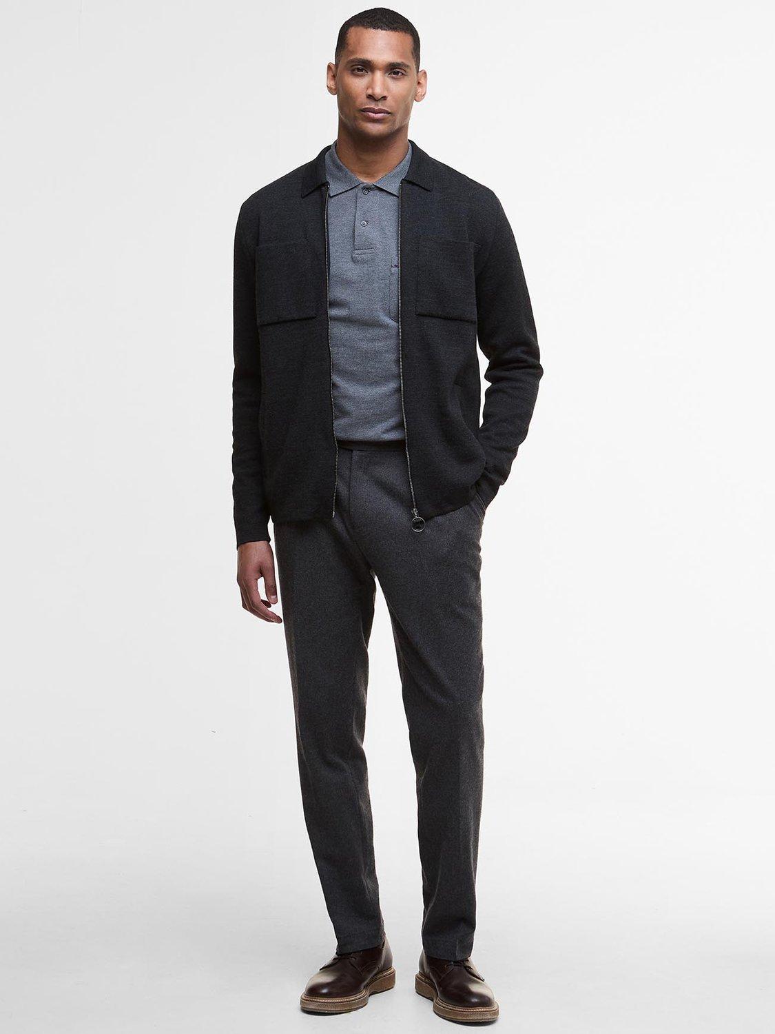 Product image 5 of 6, which shows Barbour Croscombe Zip-Up Cardigan, Charcoal Marl, XXL