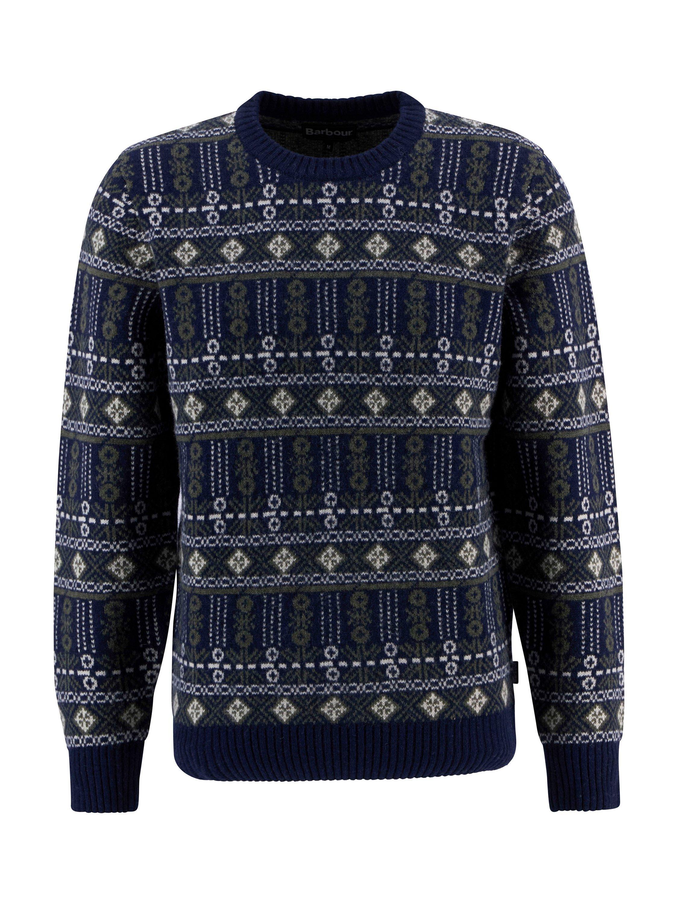 Product image 6 of 6, which shows Barbour Grangetown Wool Fair Isle Jumper, Blue Multi, S