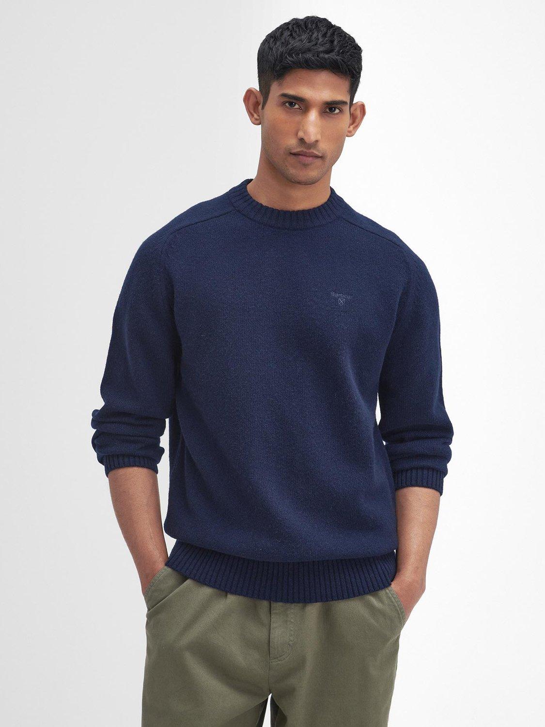 Product image 1 of 6, which shows Barbour Grangetown Crew Neck Wool Jumper, Navy, S