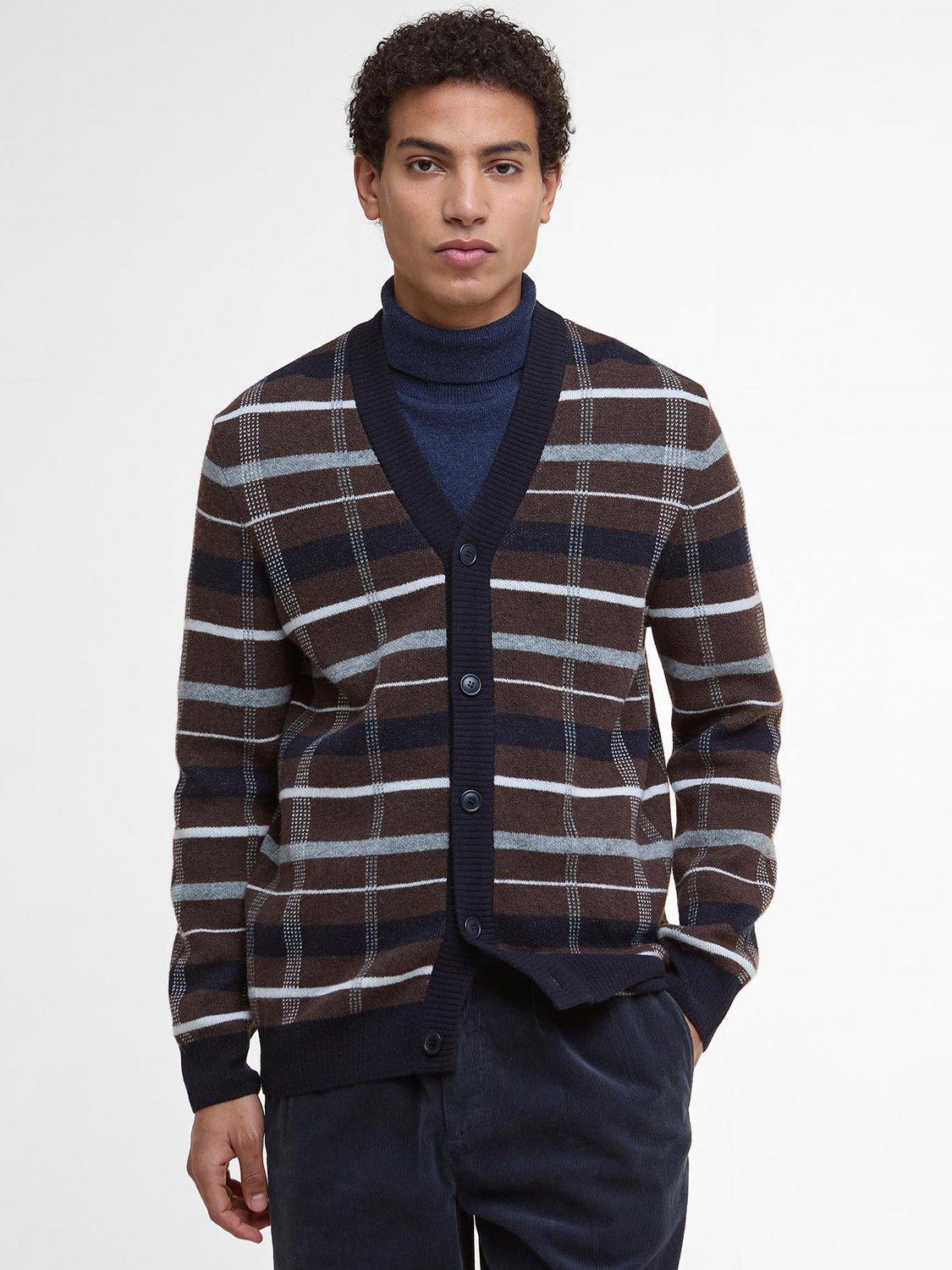 Product image 1 of 5, which shows Barbour Kane Tartan Wool Cardigan, Brown Multi, XXL