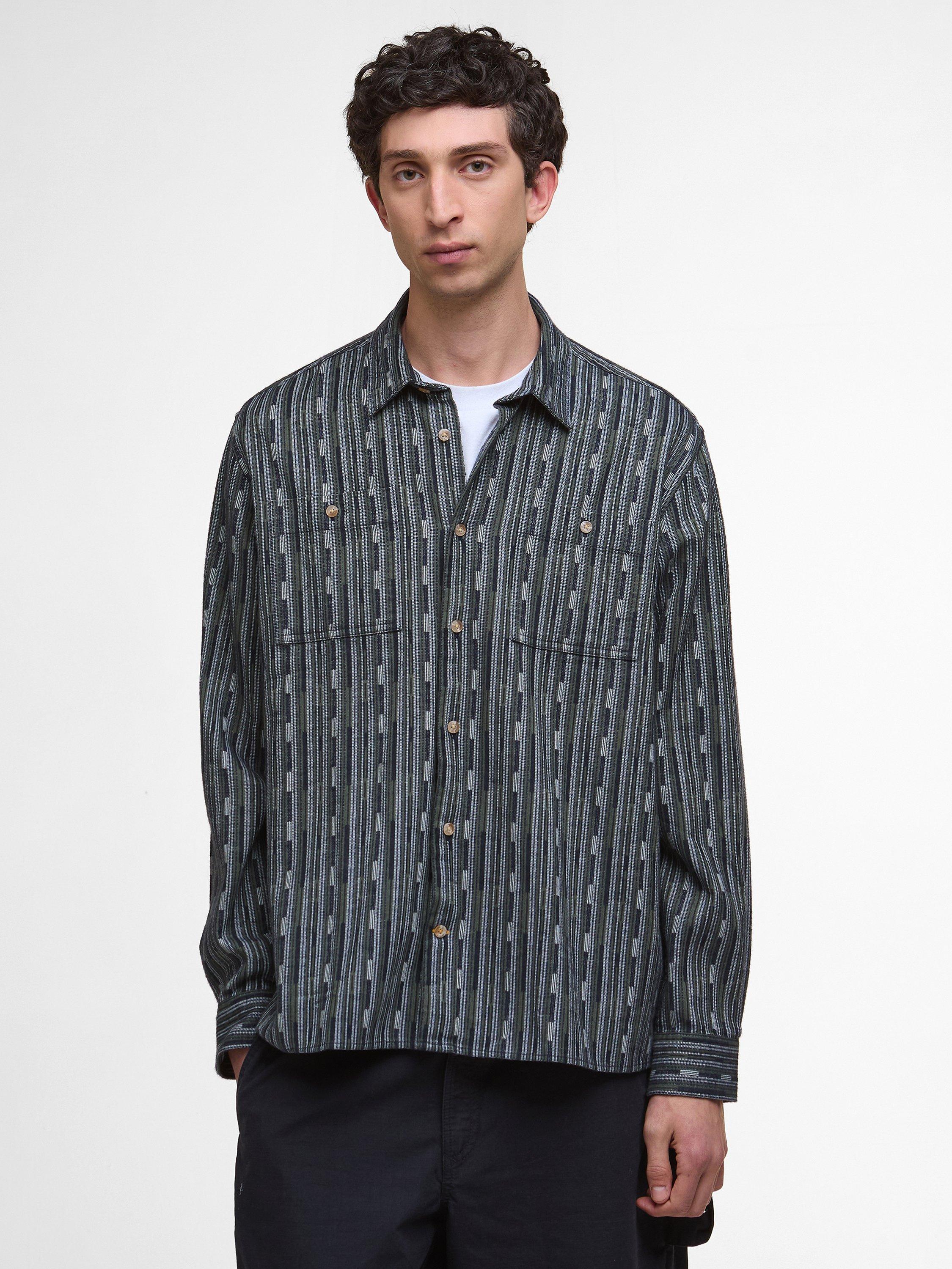 Product image 1 of 6, which shows Barbour Alston Relaxed Jacquard Shirt, Navy, XXXL