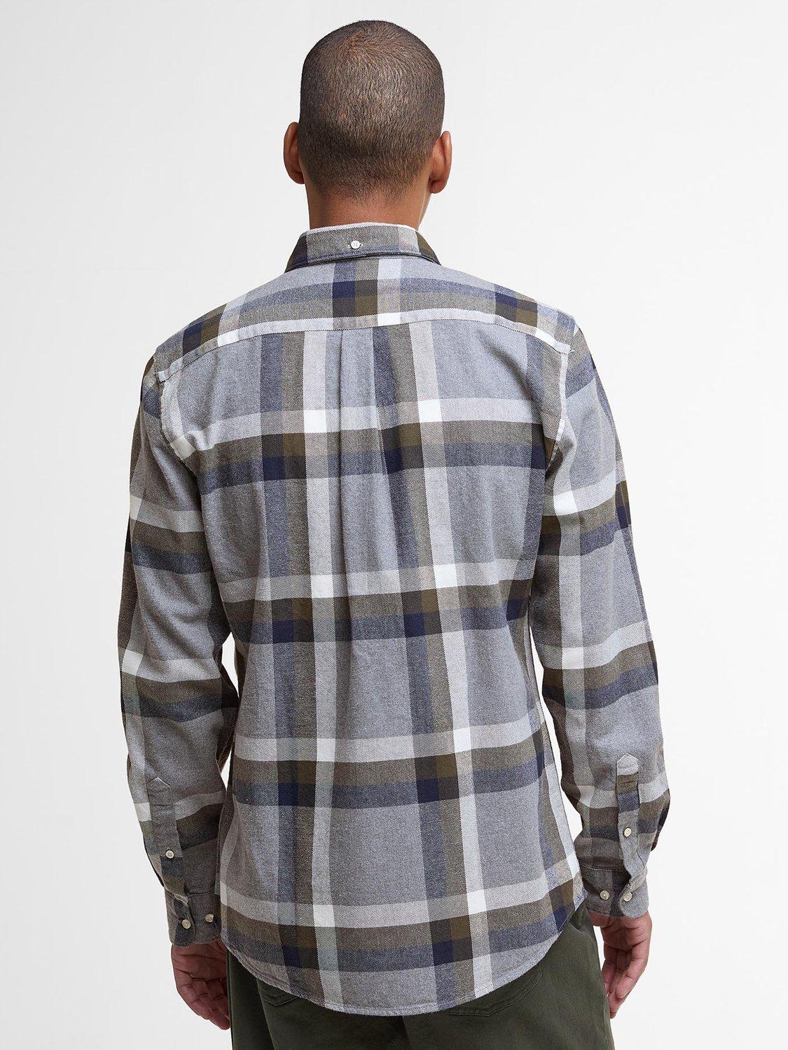 Product image 2 of 5, which shows Barbour Folley Cotton Tailored Fit Check Shirt, Grey Multi, L