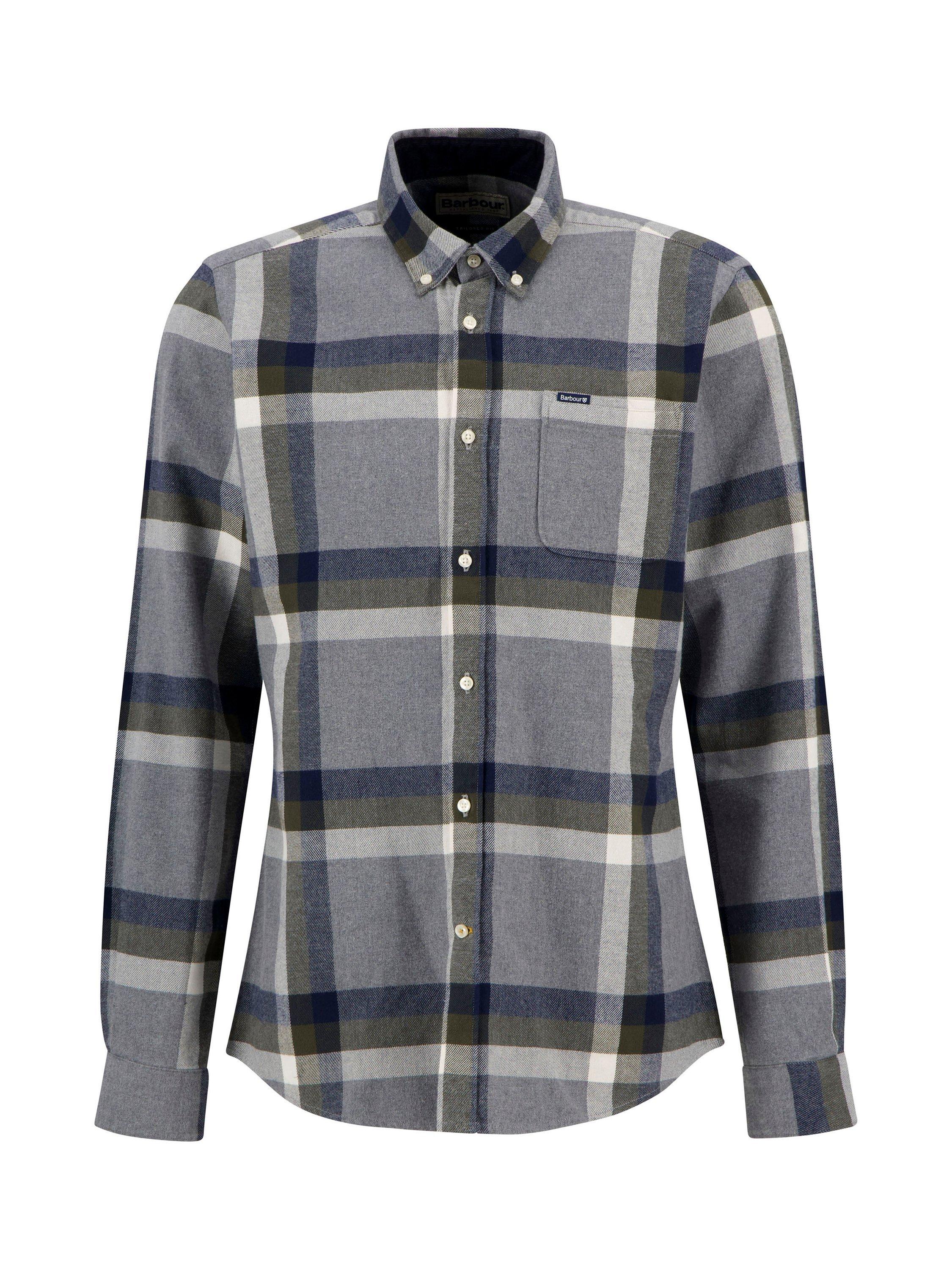 Product image 5 of 5, which shows Barbour Folley Cotton Tailored Fit Check Shirt, Grey Multi, L