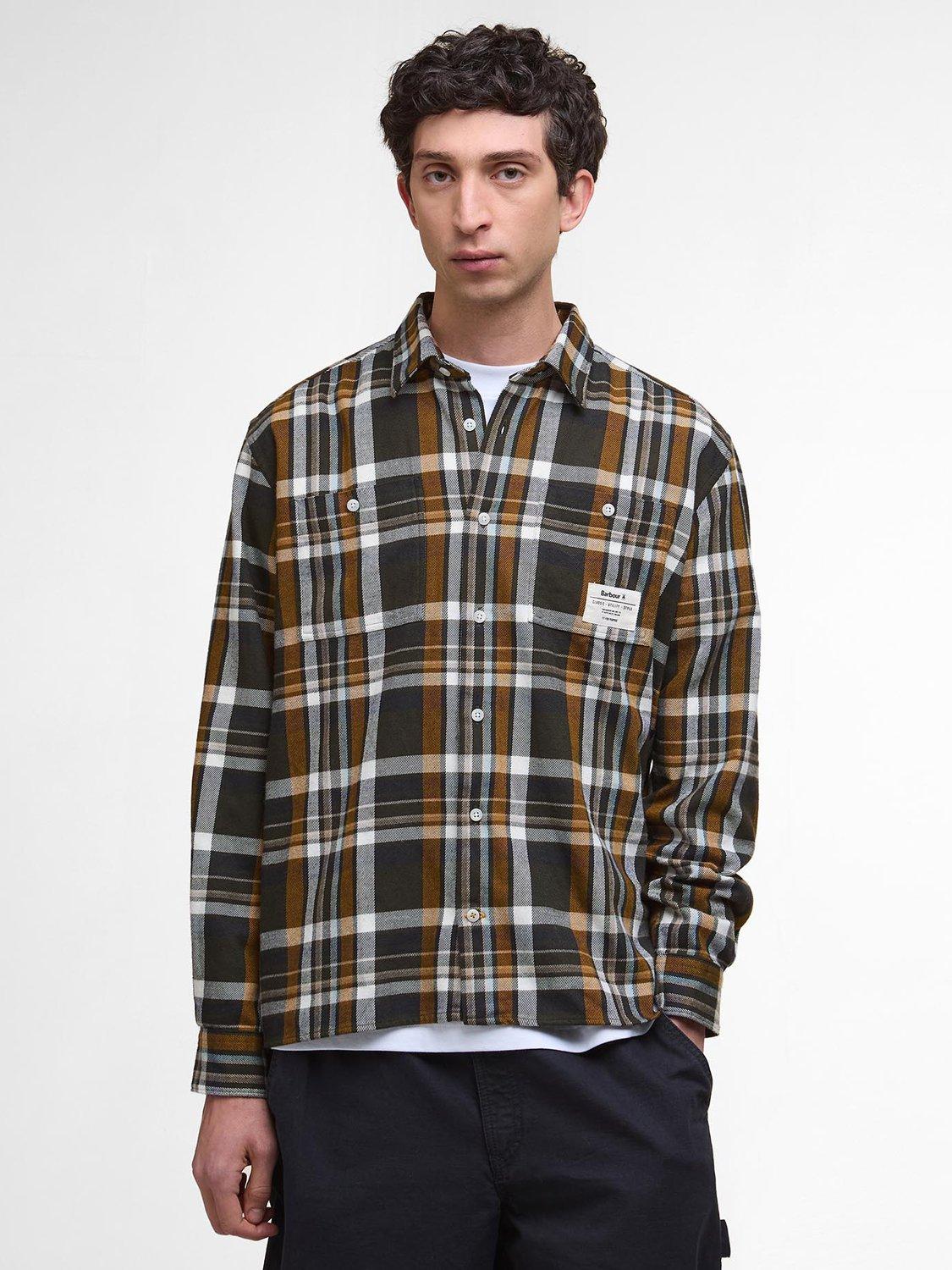 Product image 1 of 5, which shows Barbour Hanley Cotton Regular Fit Check Shirt, Olive Multi, XXXL