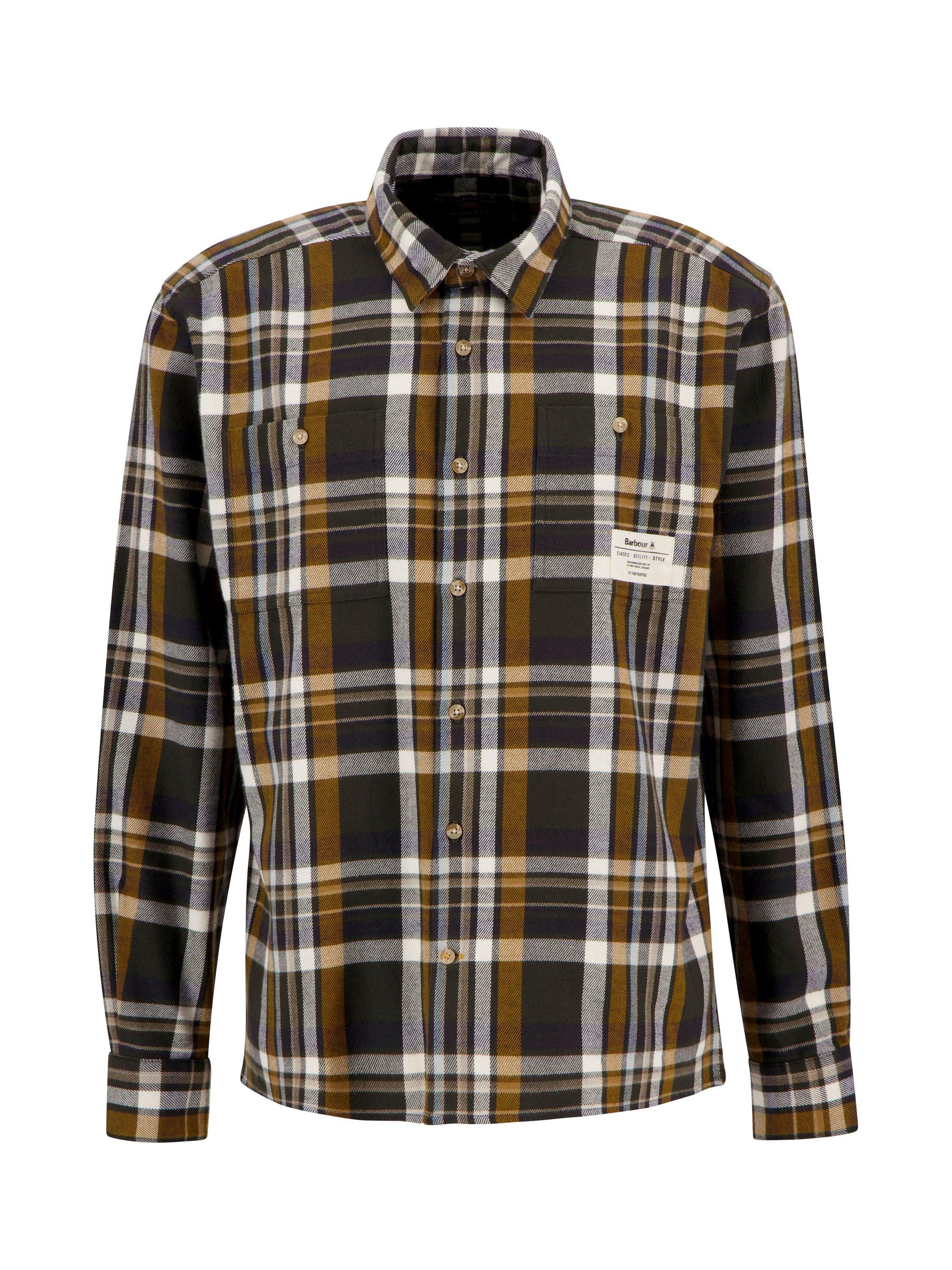 Product image 5 of 5, which shows Barbour Hanley Cotton Regular Fit Check Shirt, Olive Multi, XXXL