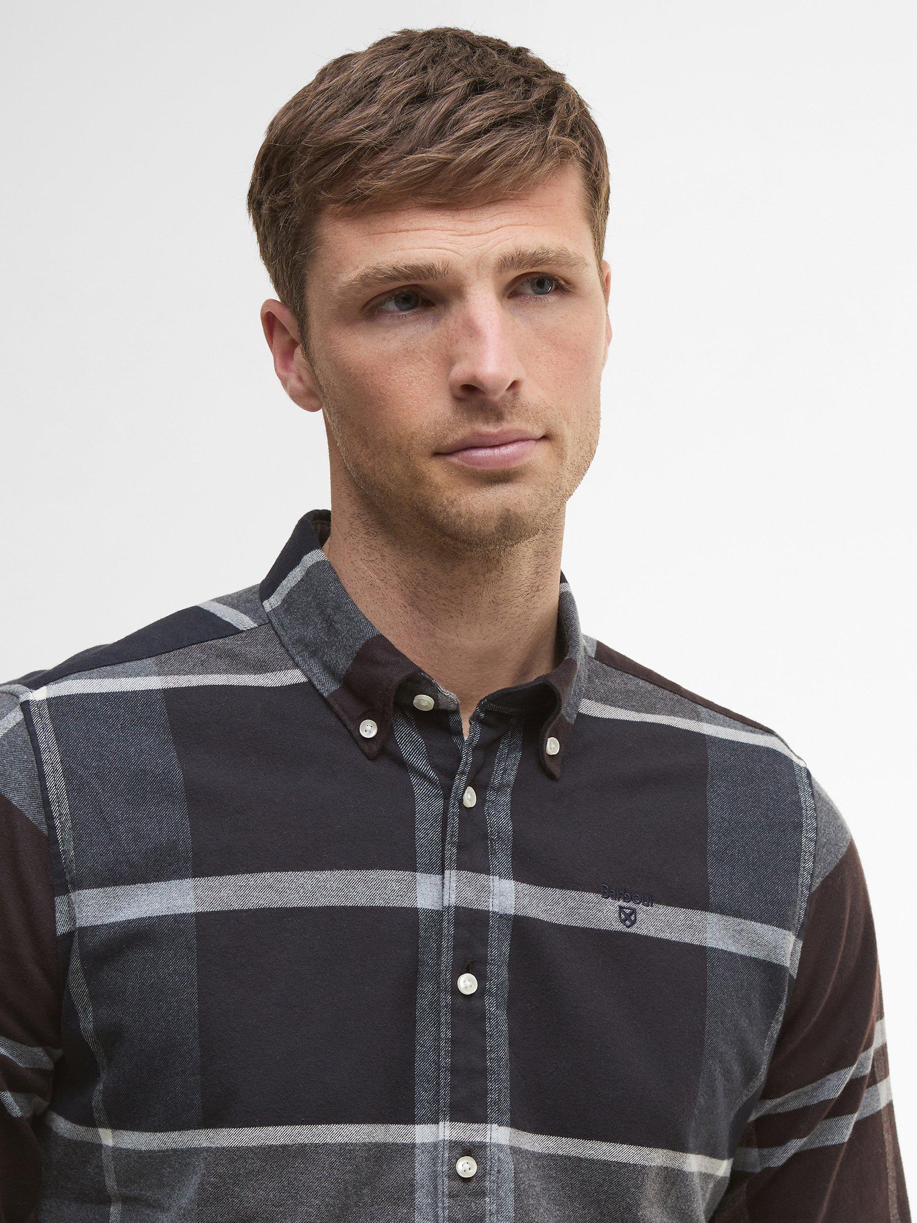 Product image 3 of 5, which shows Barbour Icloch Cotton Regular Fit Check Shirt, Red Multi, XXXL