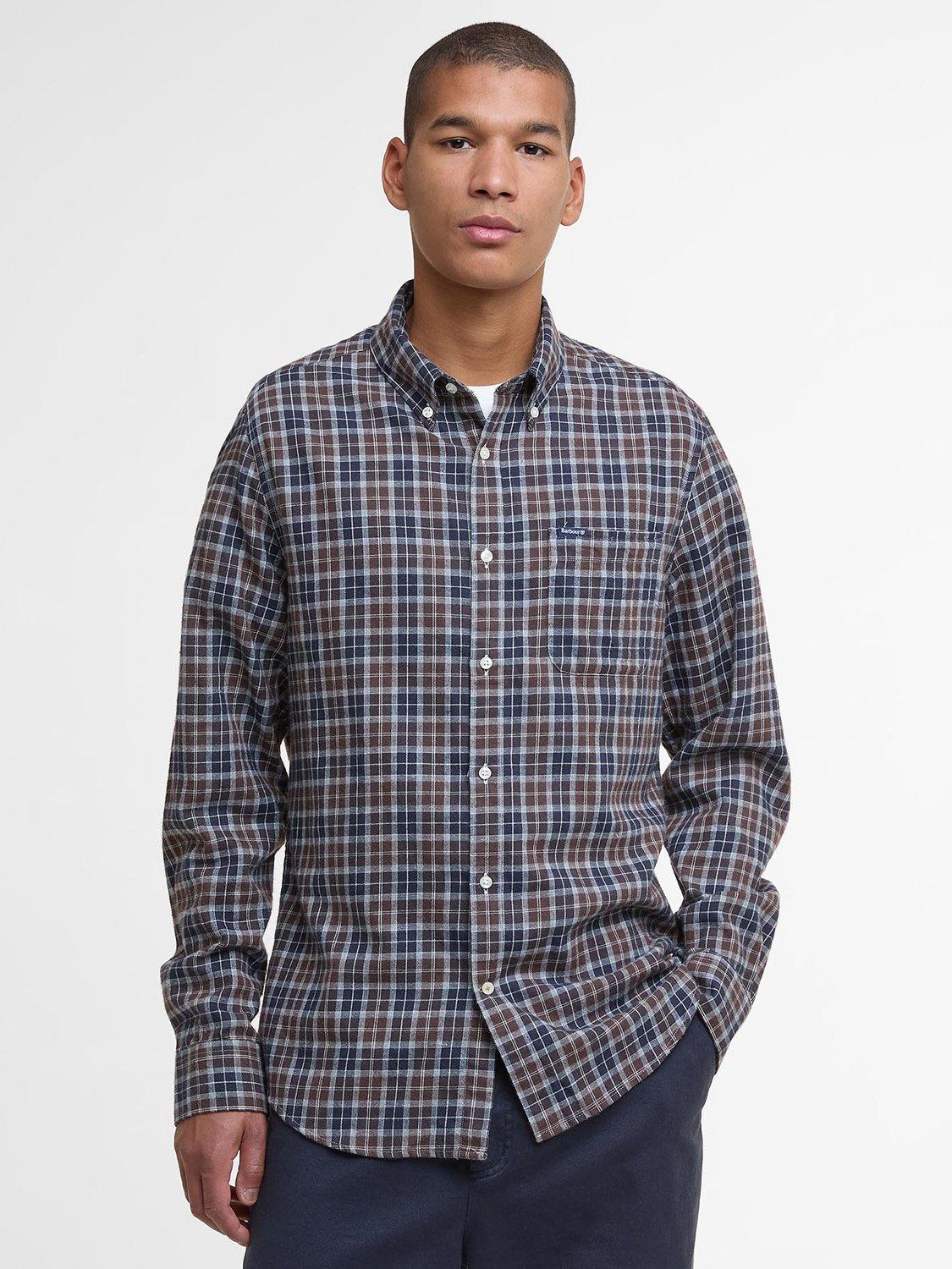 Product image 1 of 5, which shows Barbour Lanark Cotton Tailored Fit Check Shirt, Blue Multi, XXXL