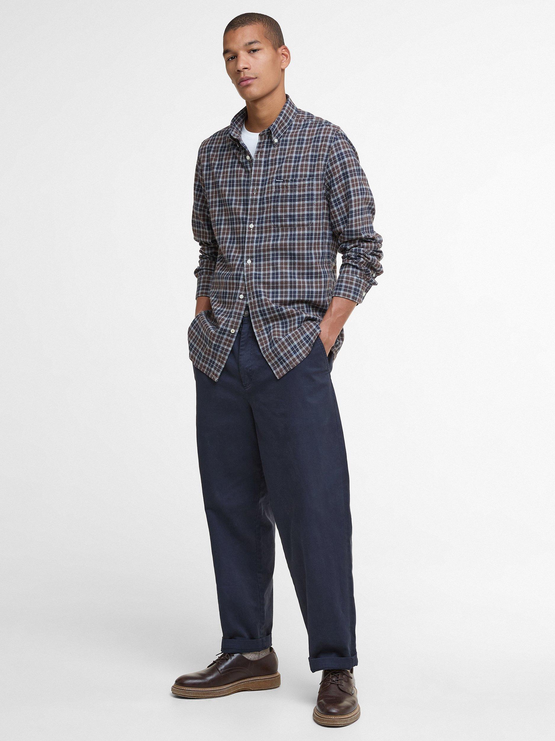 Product image 4 of 5, which shows Barbour Lanark Cotton Tailored Fit Check Shirt, Blue Multi, XXXL