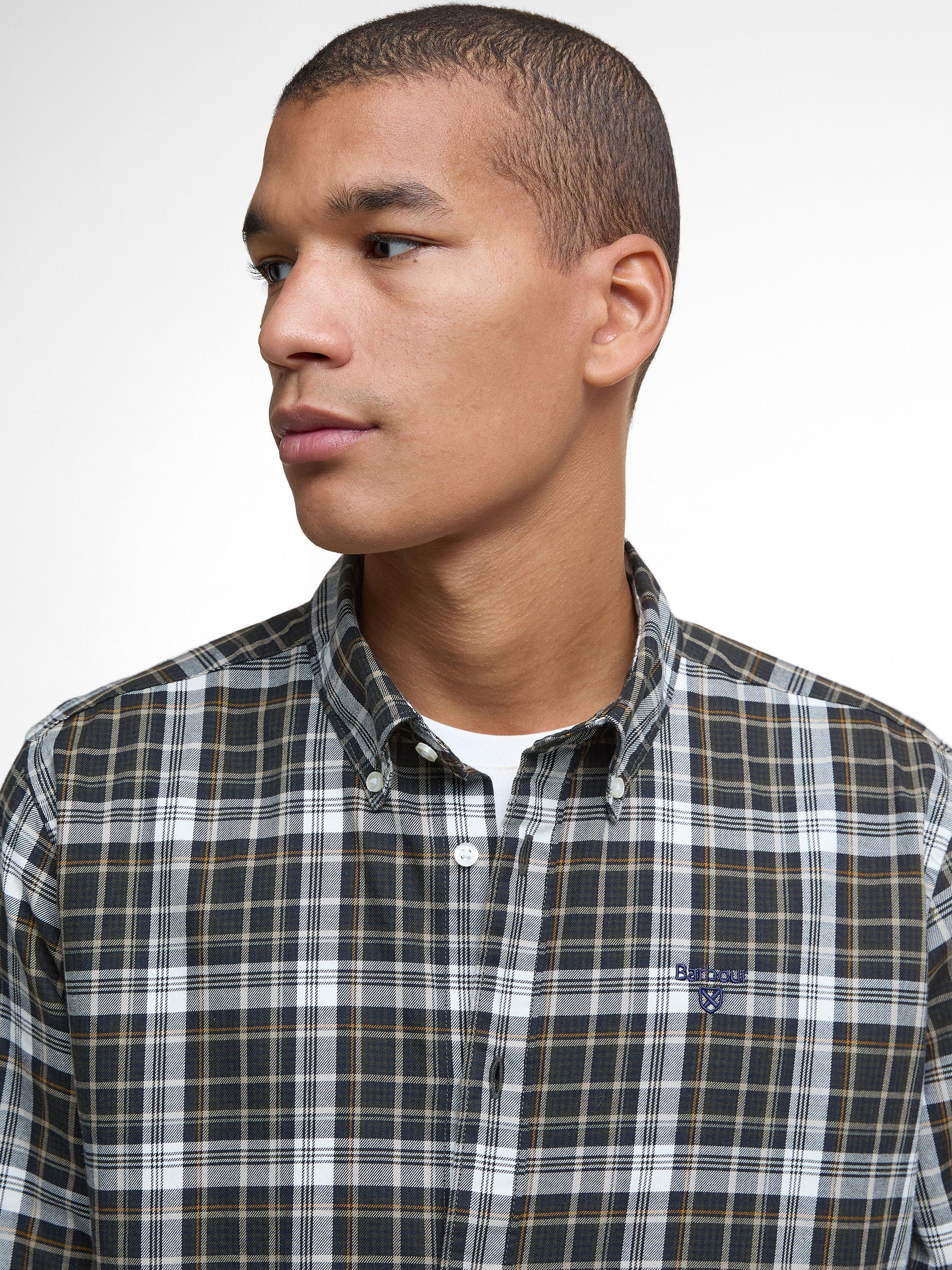 Product image 3 of 5, which shows Barbour Mosswood Check Cotton Shirt, Olive, XXXL