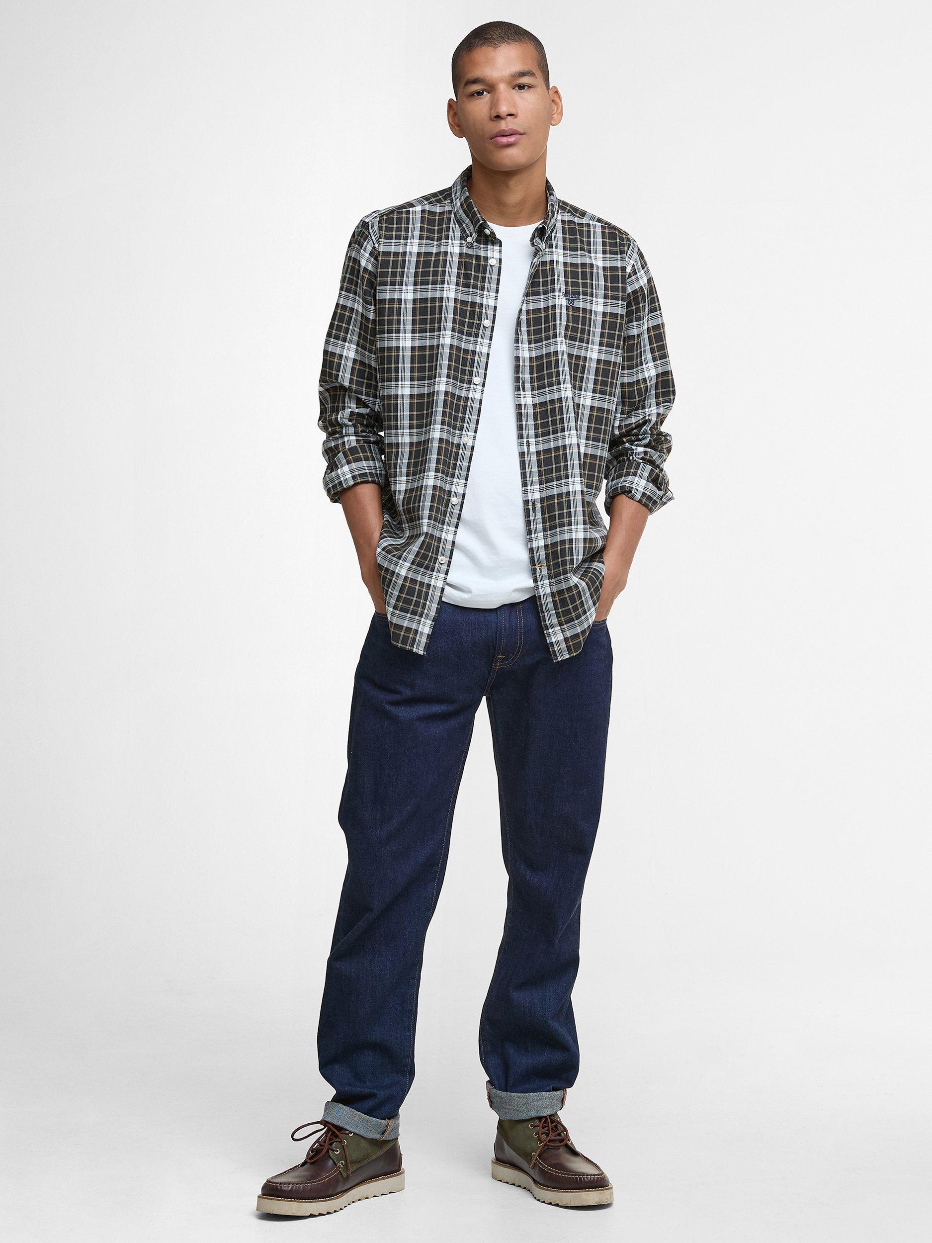 Product image 4 of 5, which shows Barbour Mosswood Check Cotton Shirt, Olive, XXXL