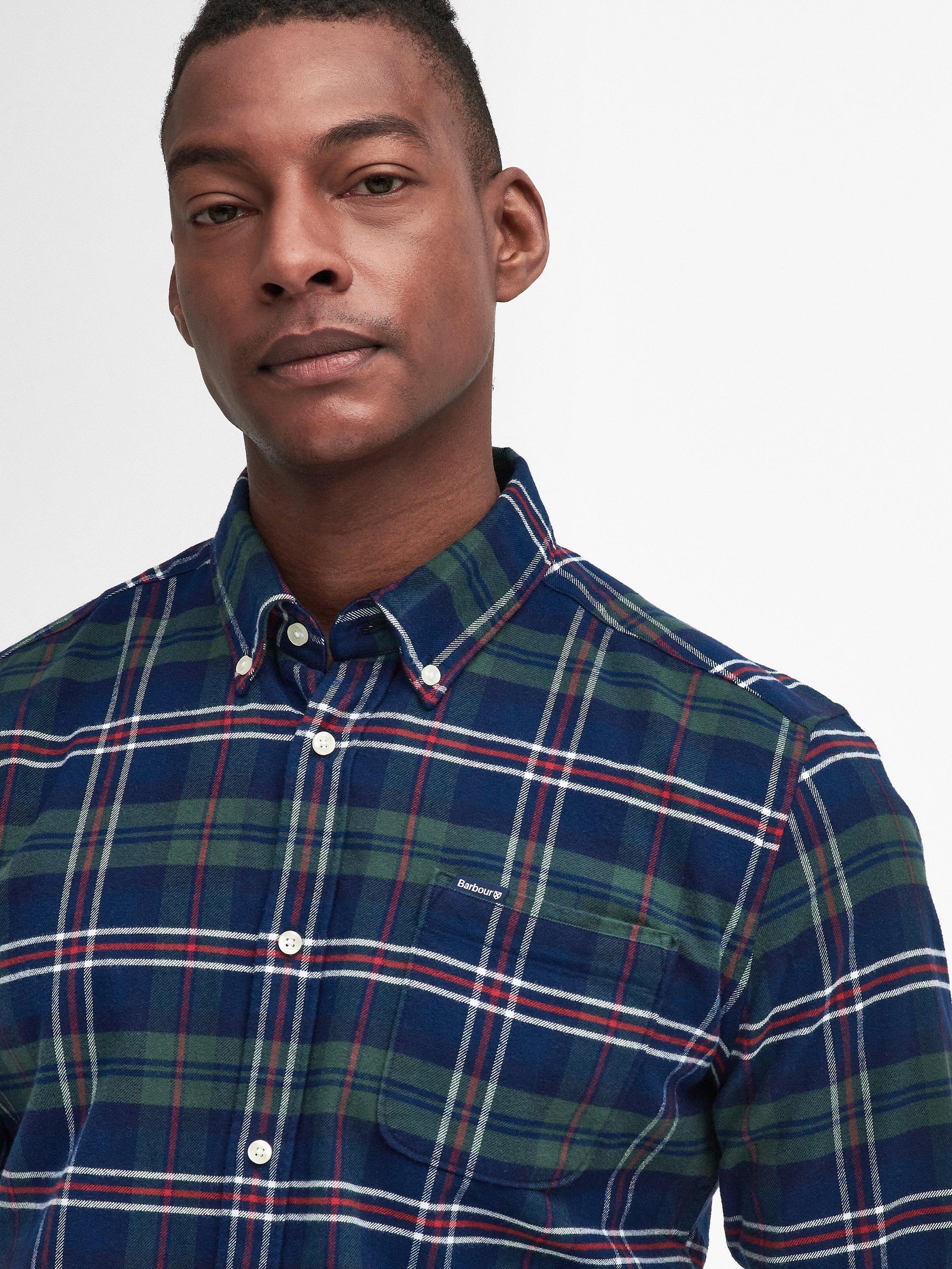 Product image 3 of 6, which shows Barbour Ronan Cotton Regular Fit Check Shirt, Deep Blue, S