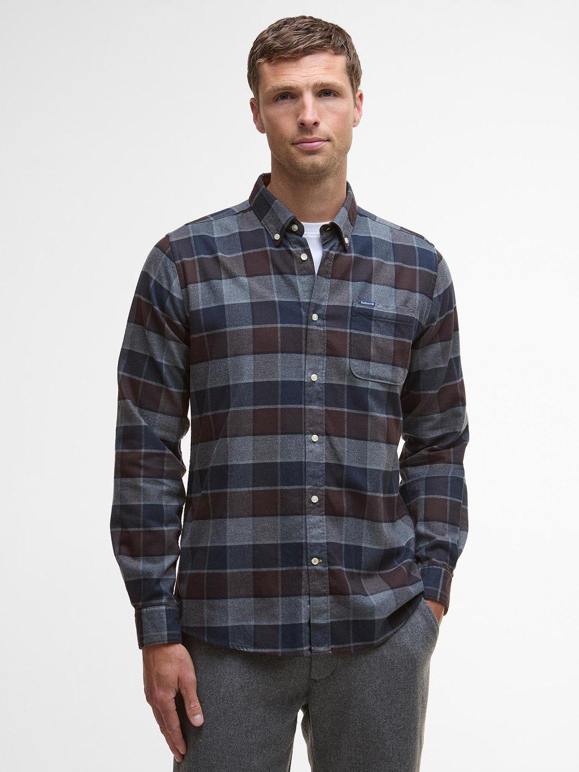 Product image 1 of 6, which shows Barbour Valley Cotton Tailored Fit Check Shirt, Blue Multi, S