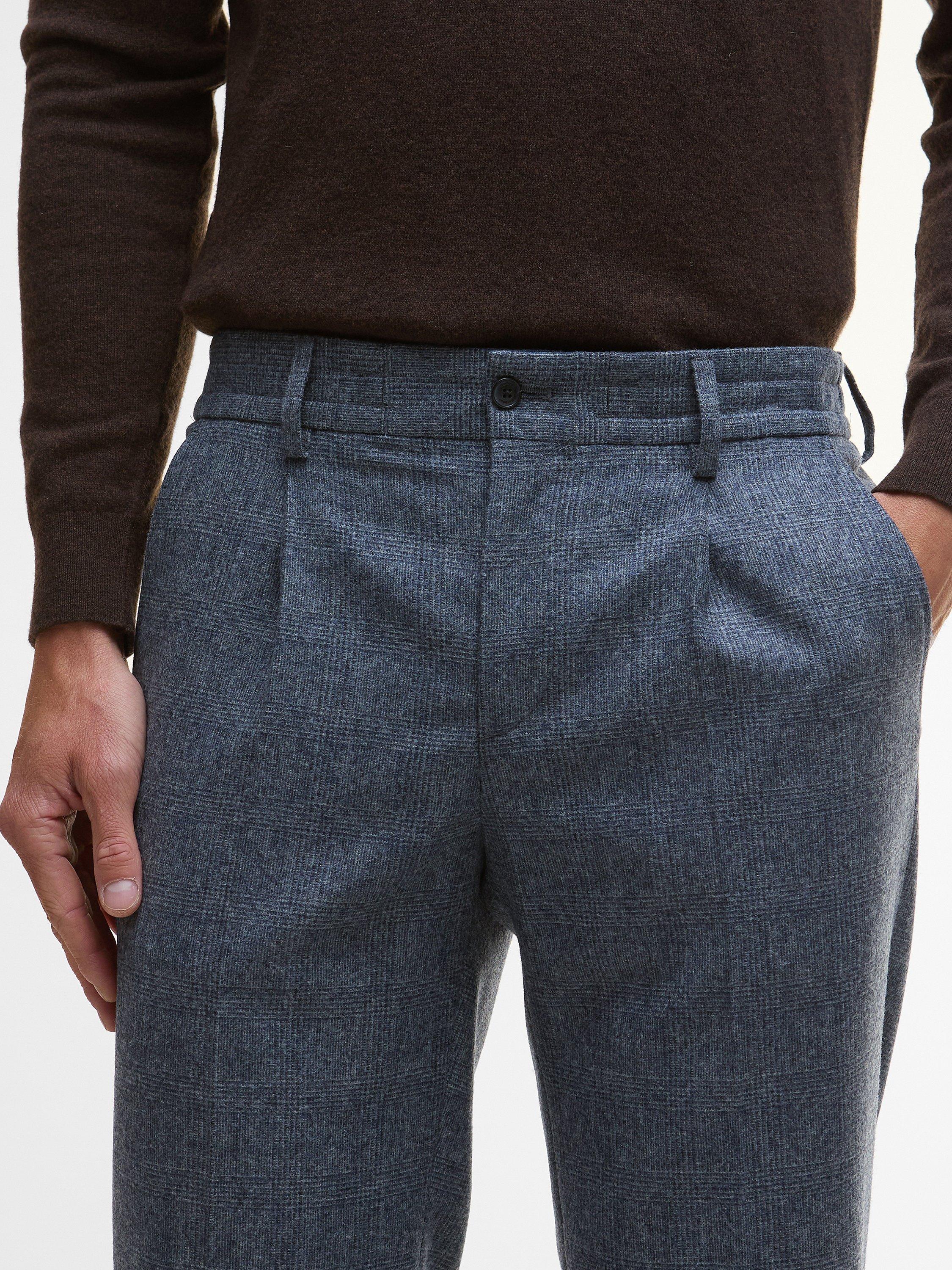 Product image 2 of 5, which shows Barbour Kennsington Cotton Blend Check Trousers, Navy, 30