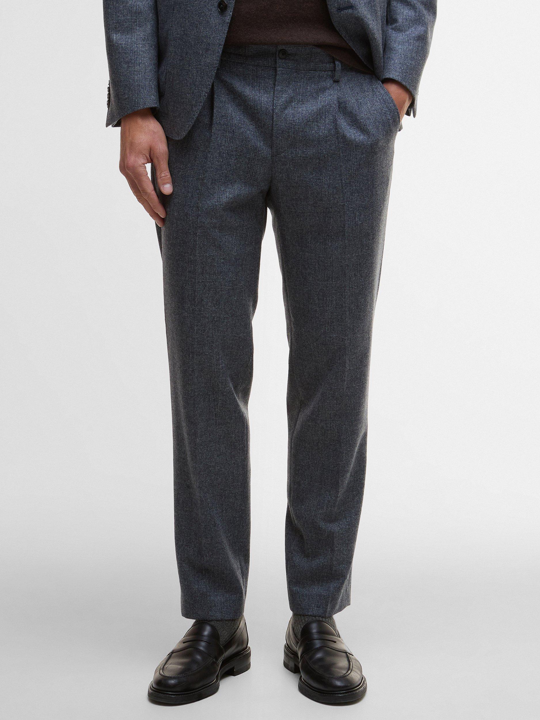 Product image 4 of 5, which shows Barbour Kennsington Cotton Blend Check Trousers, Navy, 30