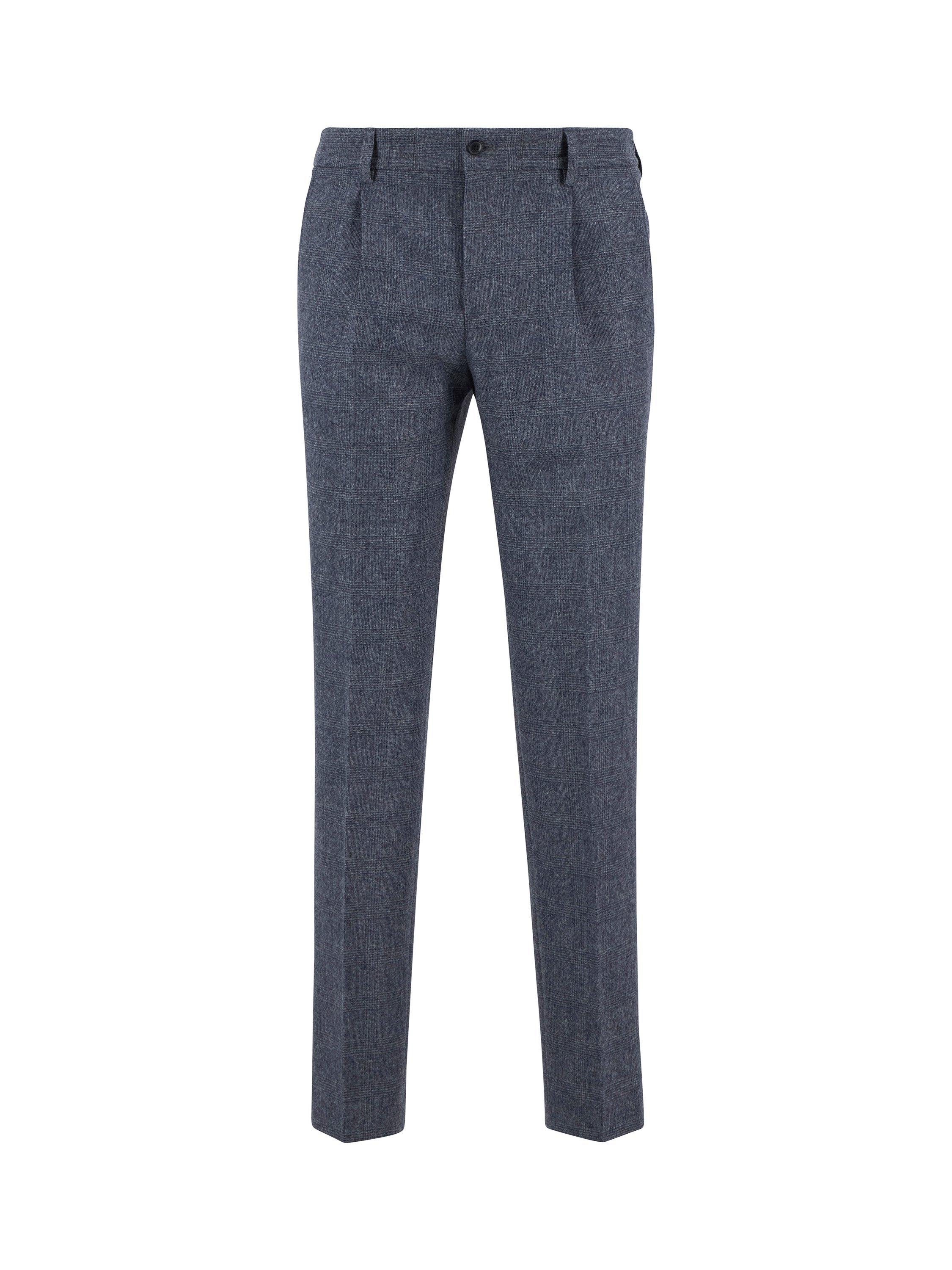 Product image 5 of 5, which shows Barbour Kennsington Cotton Blend Check Trousers, Navy, 30