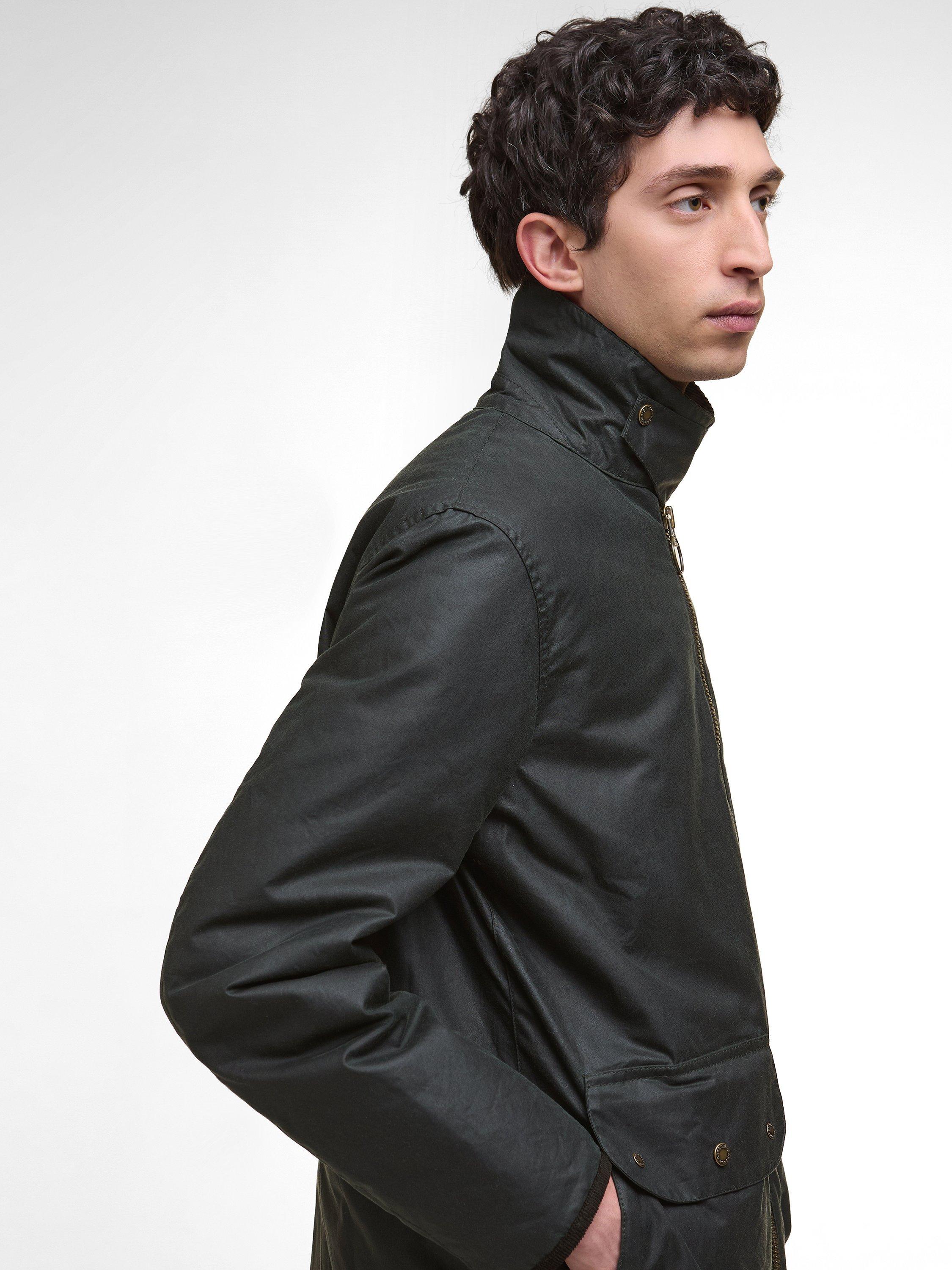 Product image 3 of 8, which shows Barbour Jig Waxed Cotton Jacket, Sage, L