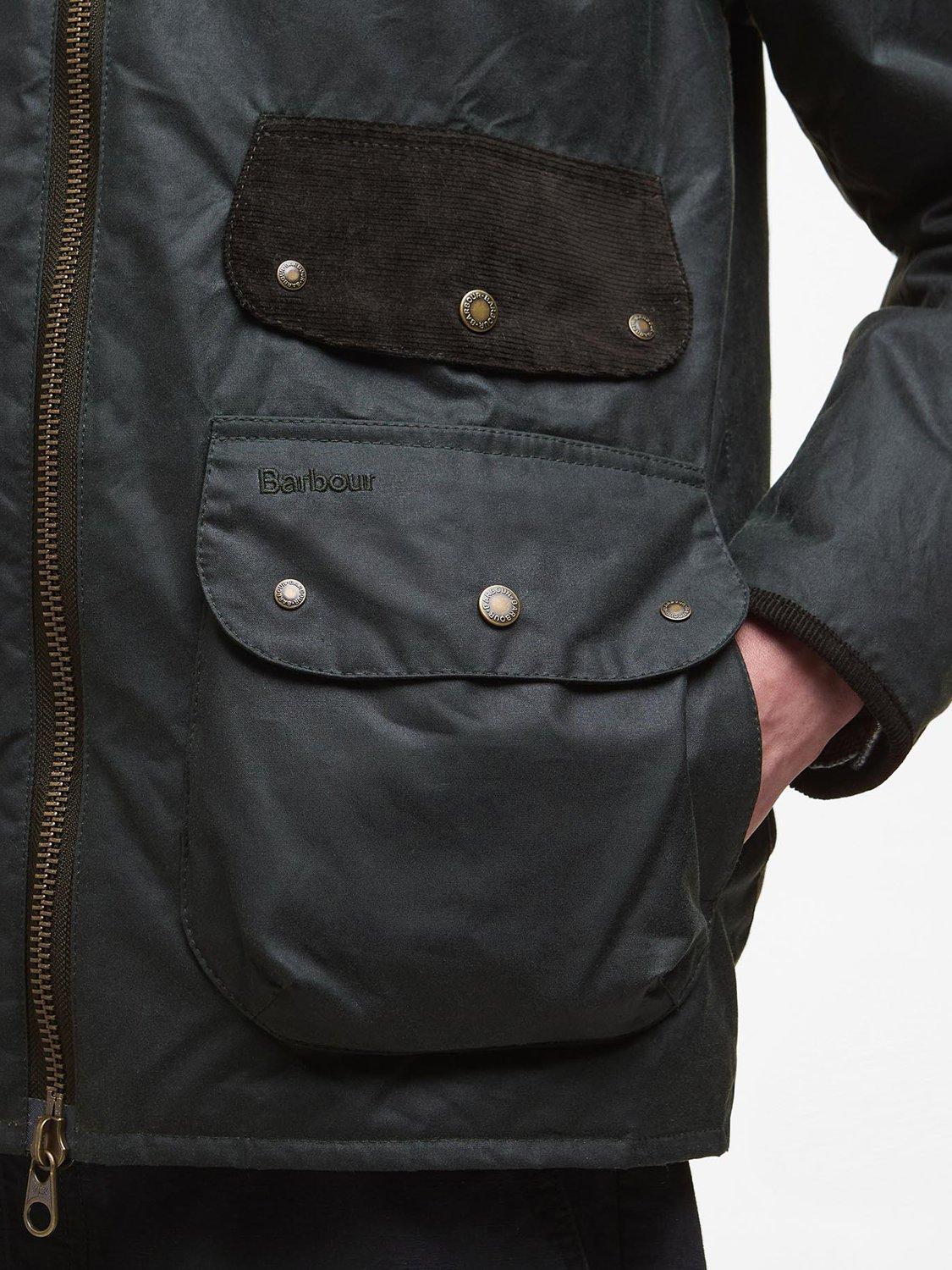 Product image 5 of 8, which shows Barbour Jig Waxed Cotton Jacket, Sage, L