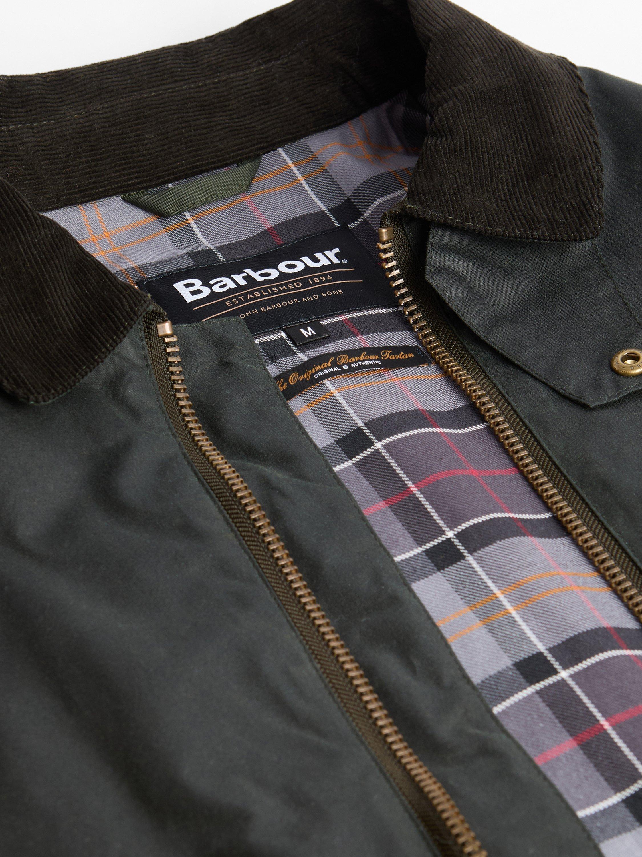 Product image 6 of 8, which shows Barbour Jig Waxed Cotton Jacket, Sage, L
