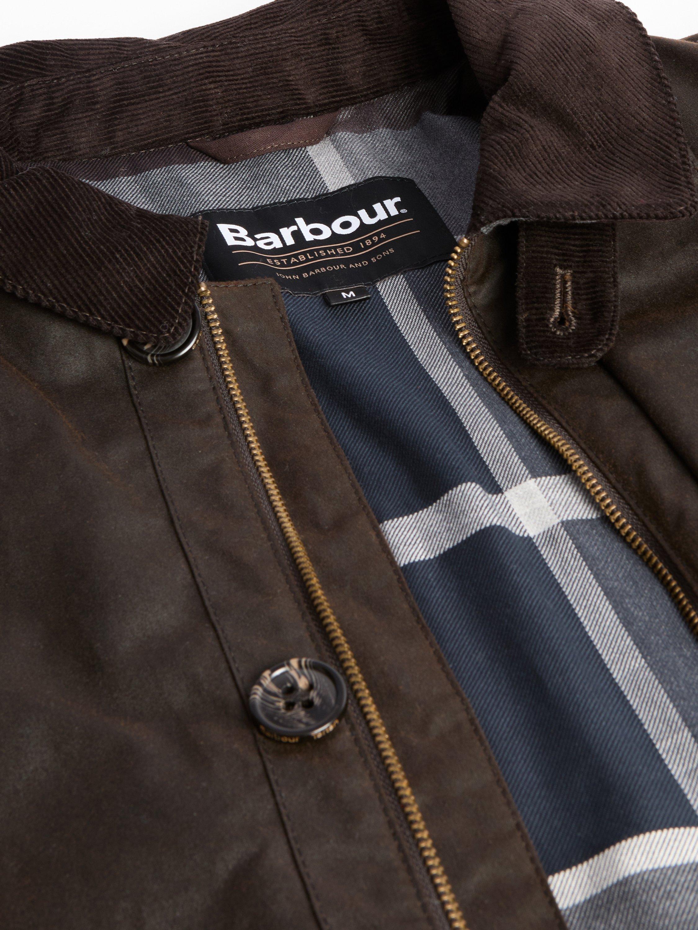 Product image 5 of 7, which shows Barbour Waxed Cotton Mac Jacket, Brown, L