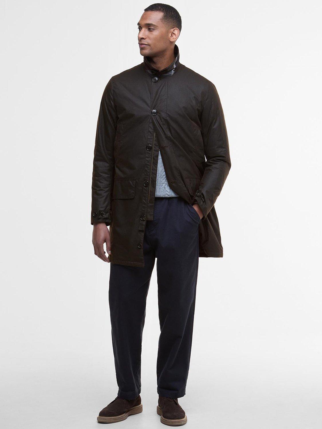 Product image 6 of 7, which shows Barbour Waxed Cotton Mac Jacket, Brown, L
