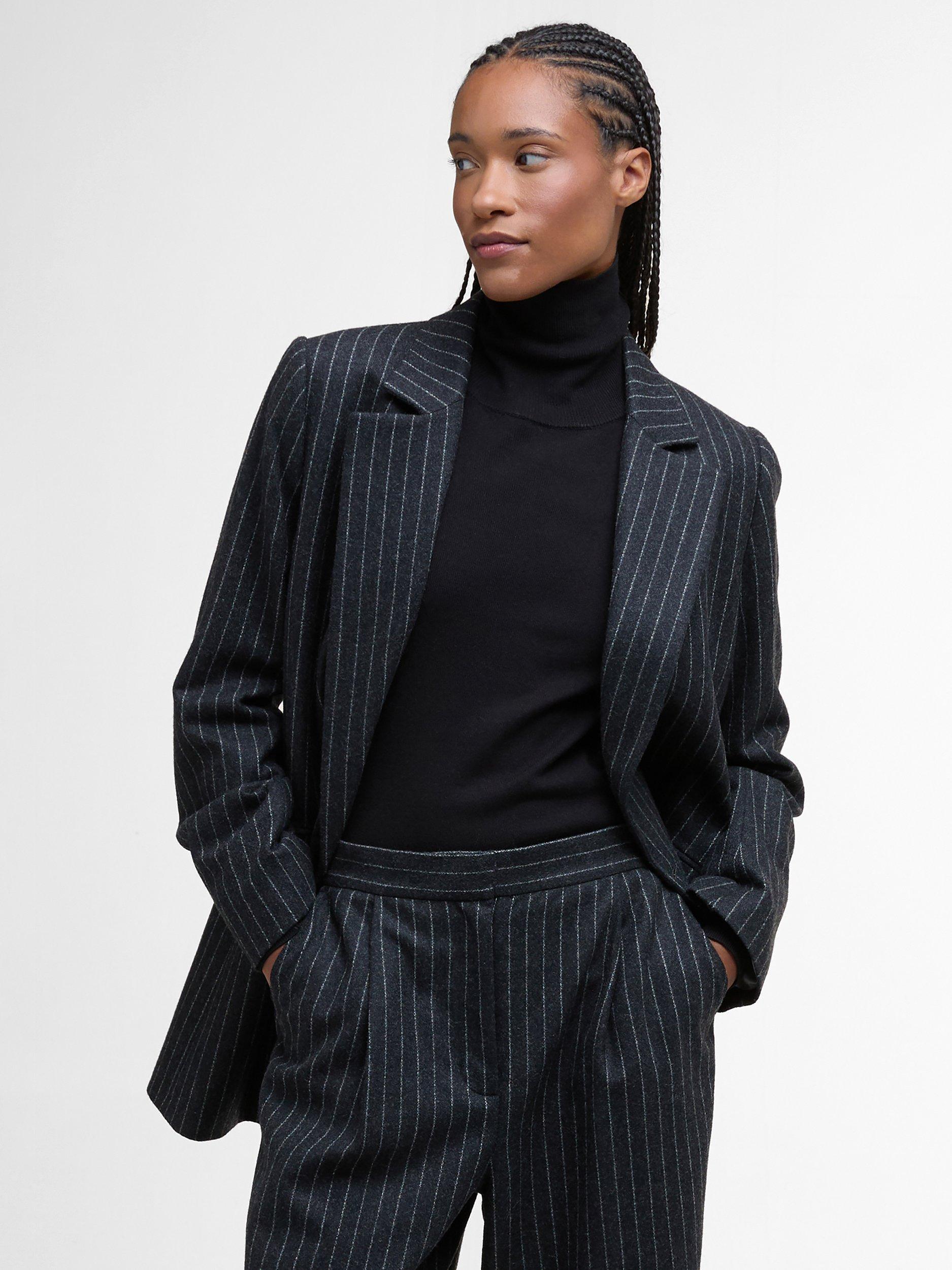 Product image 3 of 8, which shows Barbour Antonia Wool Blend Double Breasted Blazer, Grey, 10