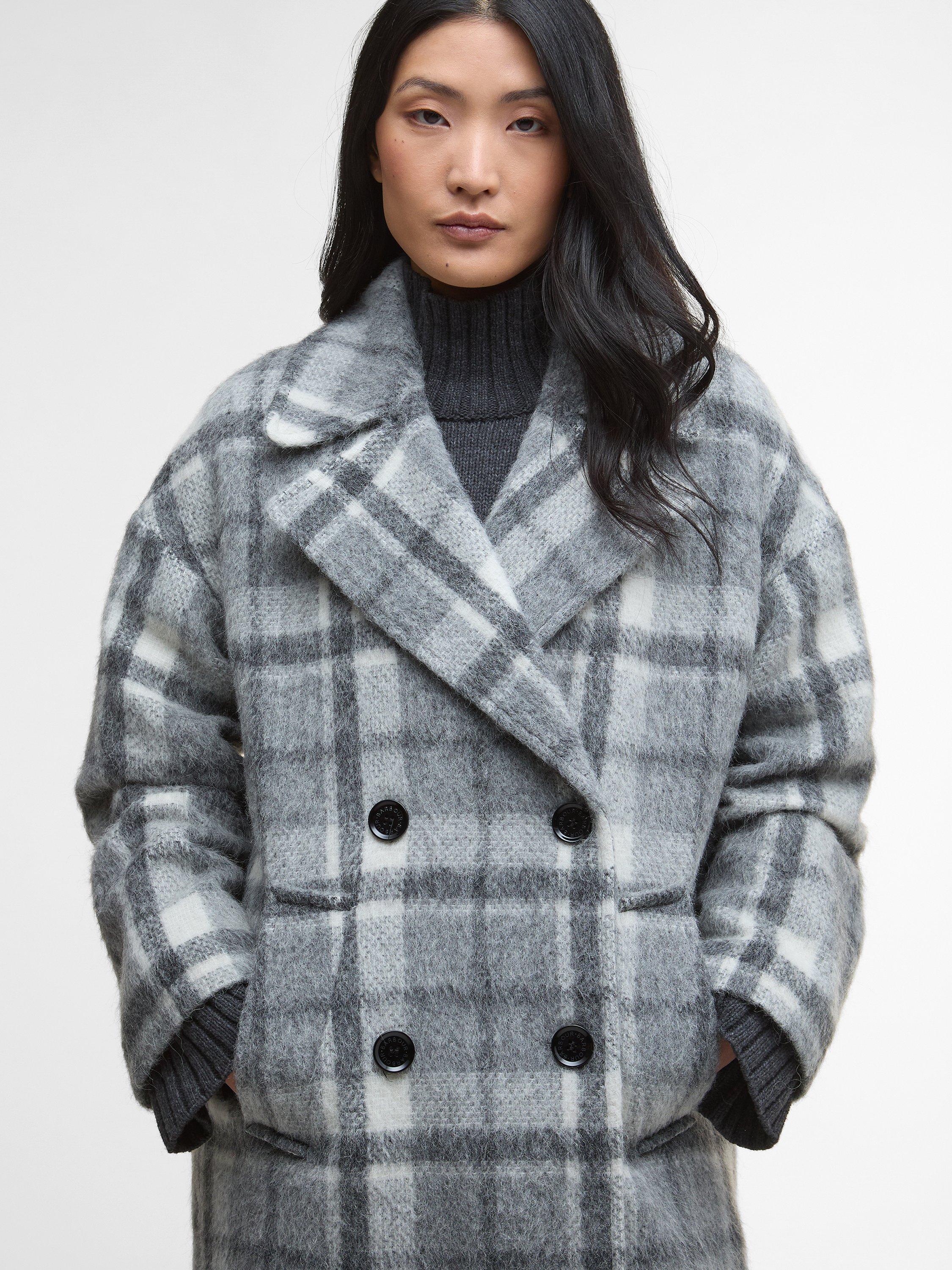 Product image 3 of 7, which shows Barbour Beattie Wool  Double Breasted Coat, Grey Multi, 10