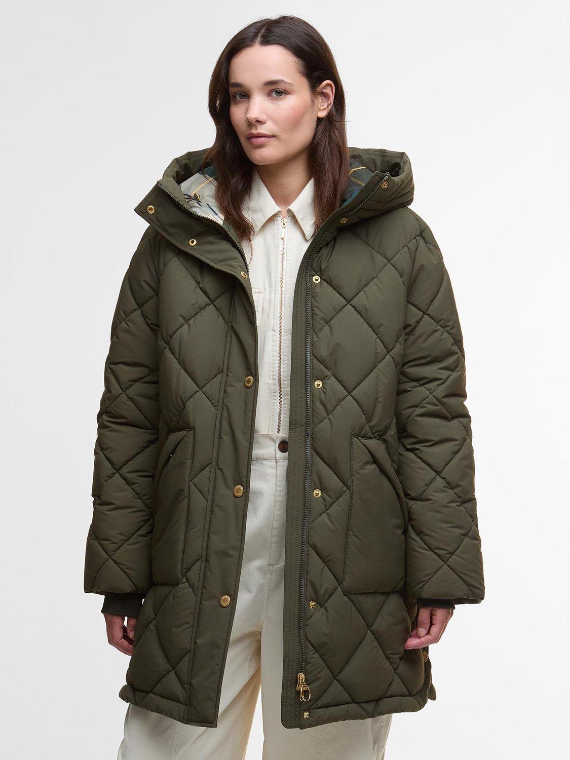 Product image 1 of 7, which shows Barbour Kailyn Puffer Jacket, Dark Green, 8