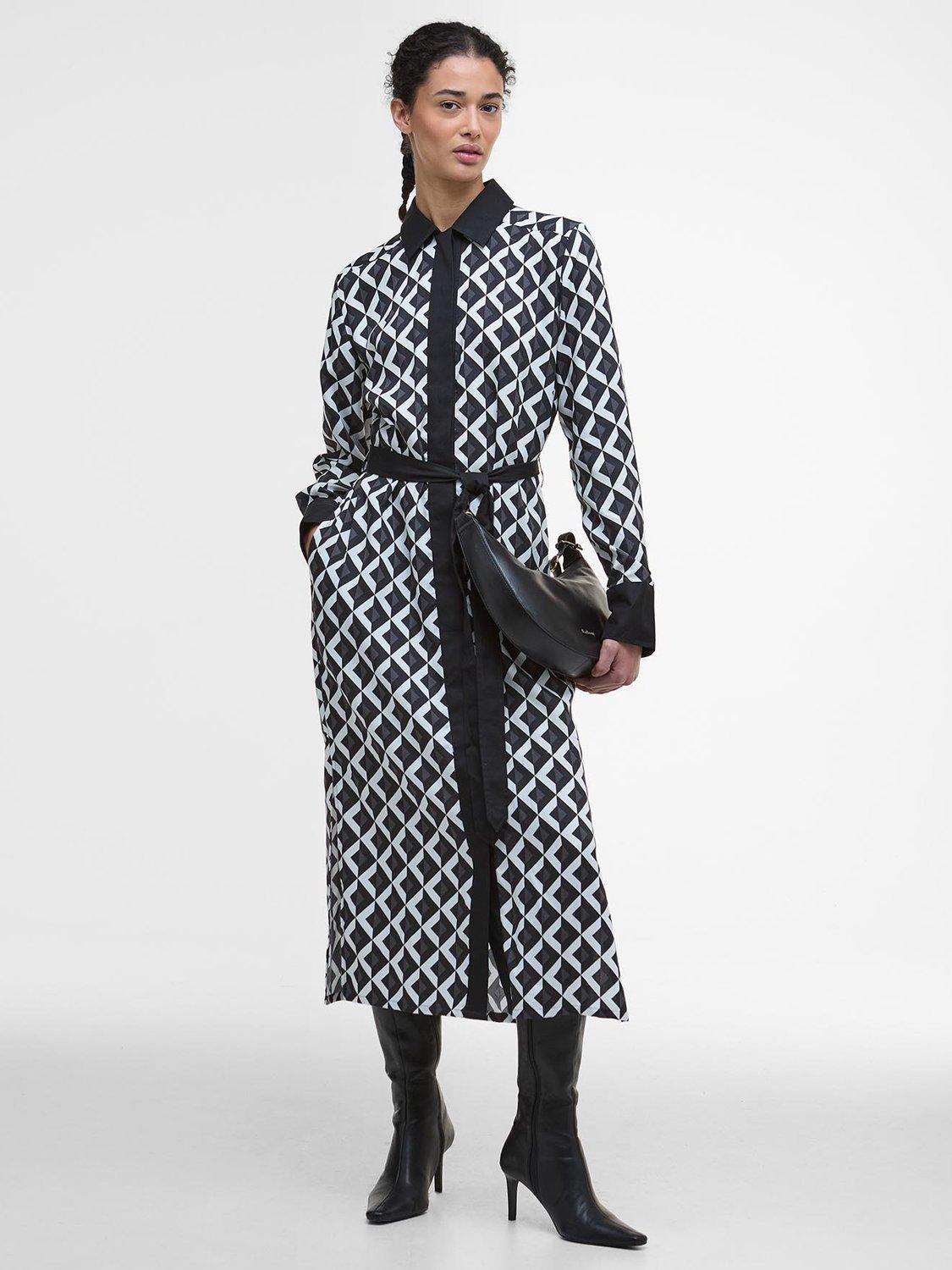 Product image 1 of 7, which shows Barbour Demi Printed Midi Dress, Multi, 12