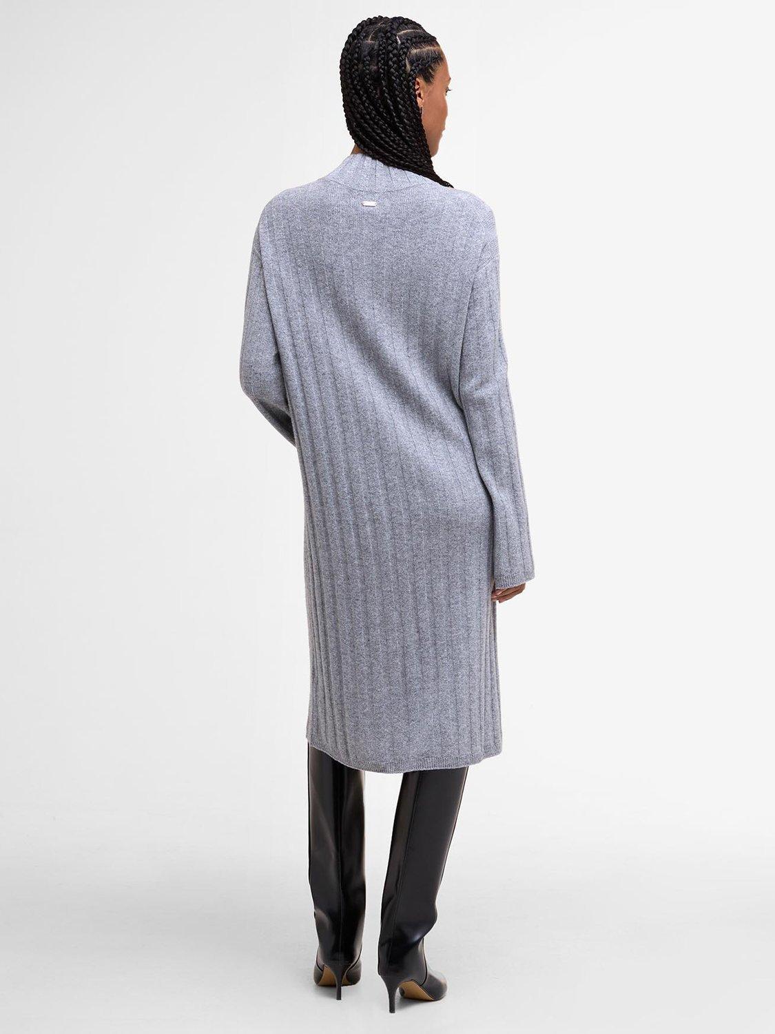 Product image 2 of 6, which shows Barbour Sophia Wool Blend Knitted Midi Dress , Light Grey, L